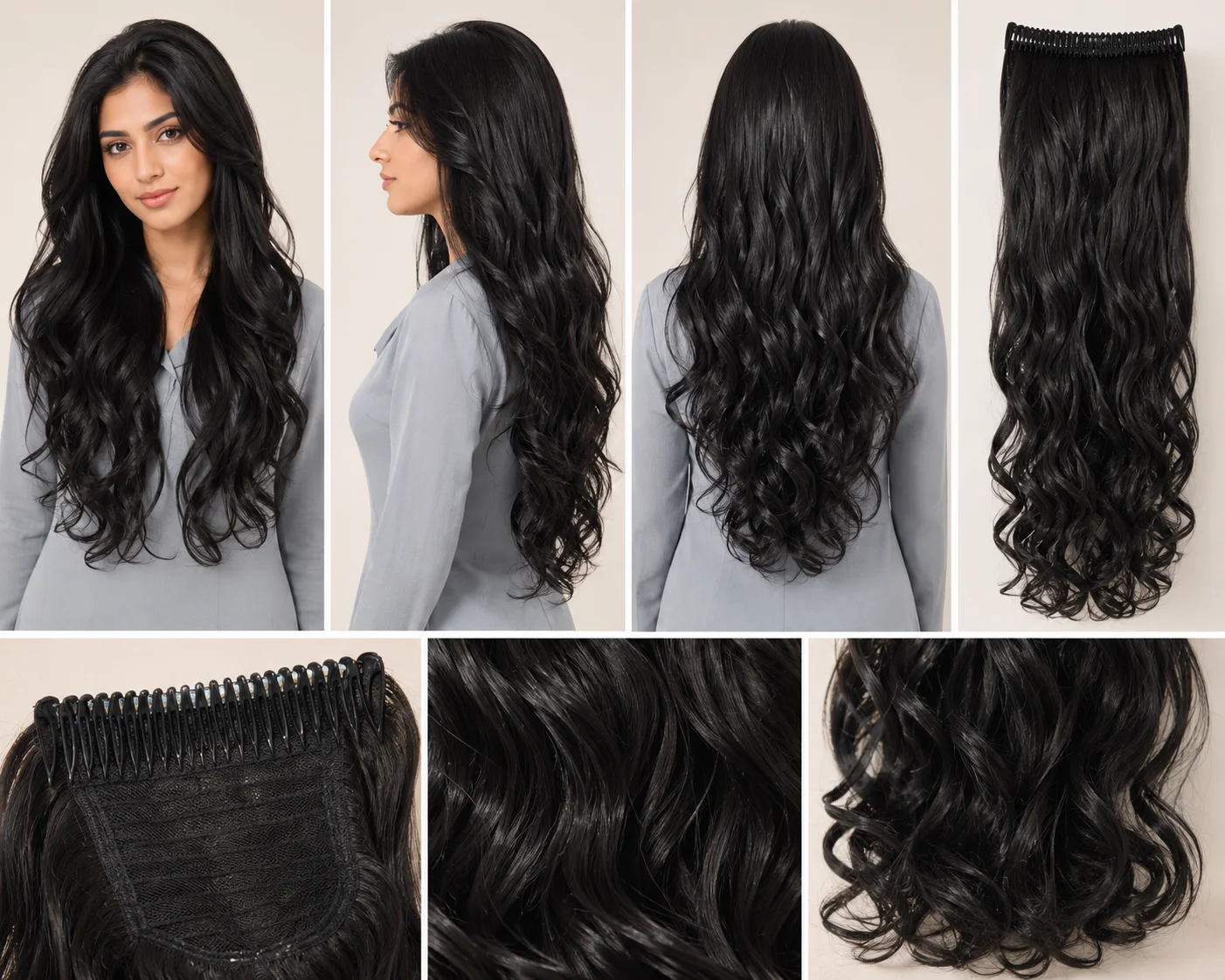 4 Color Claw Clip Hair Extensions Set