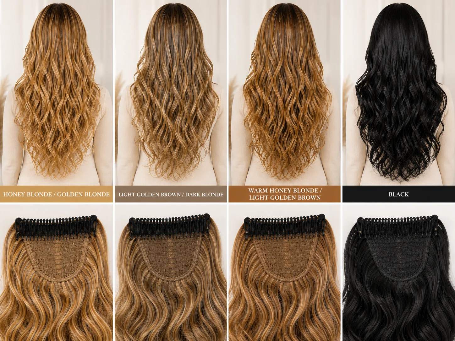 4 Color Claw Clip Hair Extensions Set