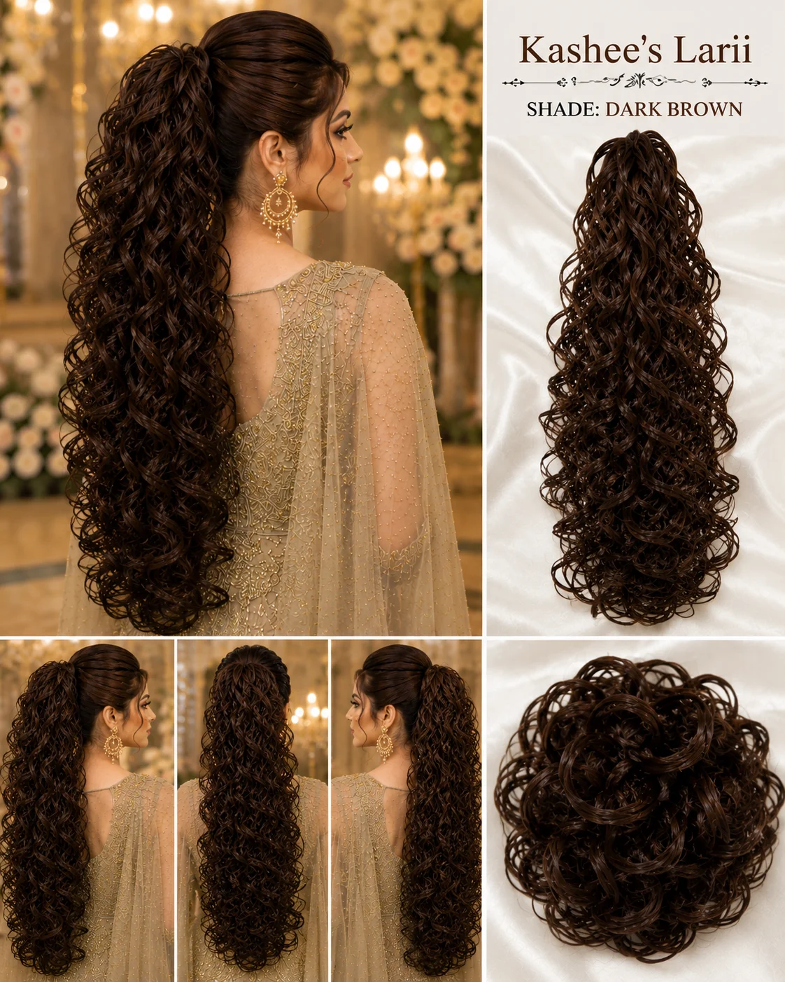 Kashee's Larii Curly Hair Extension Set – Burgundy, Black & Dark Brown