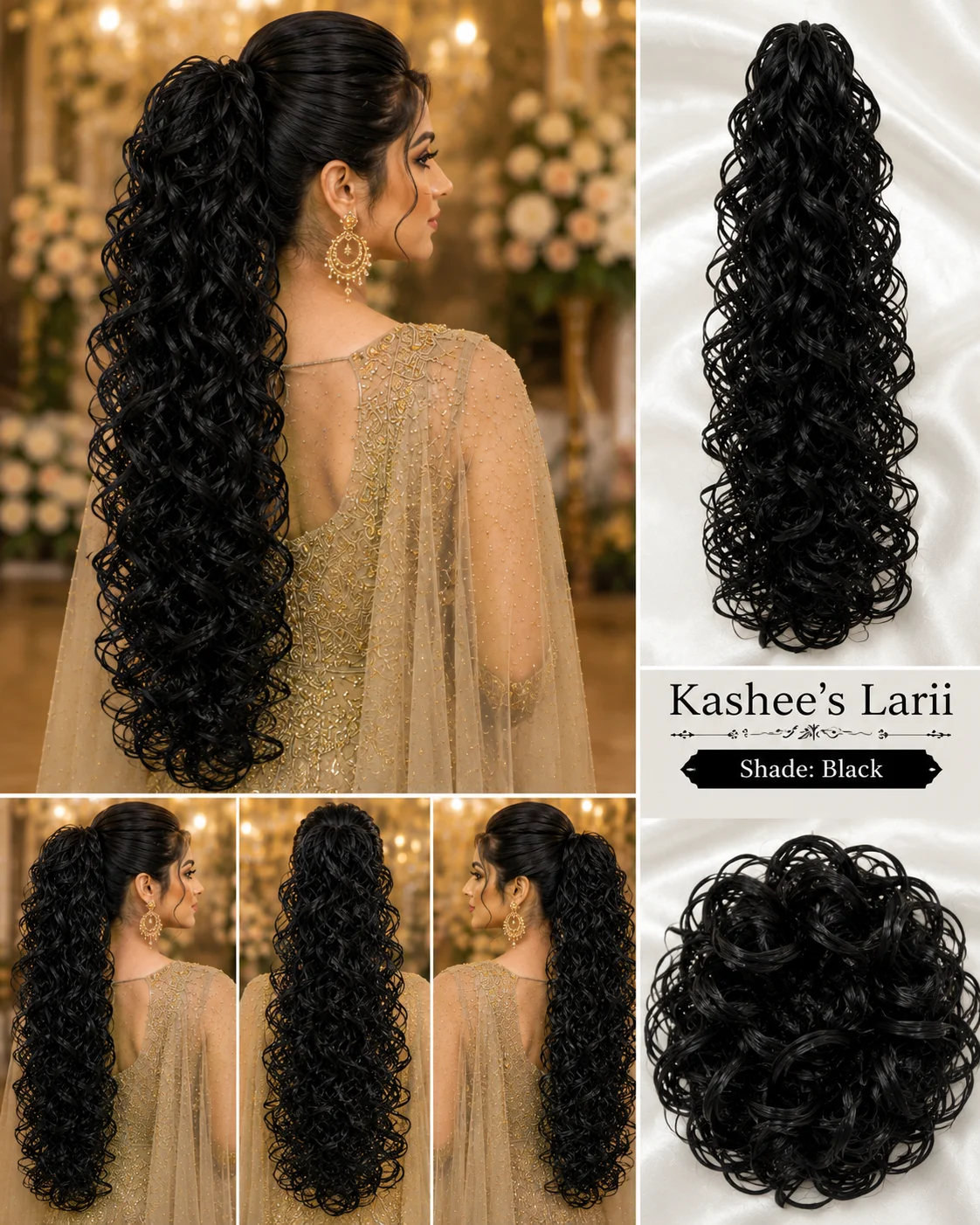 Kashee's Larii Curly Hair Extension Set – Burgundy, Black & Dark Brown
