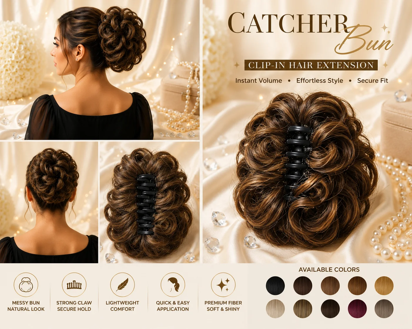 Hair Bun Extension Collection | Synthetic Claw Clip Hair Bun for Women