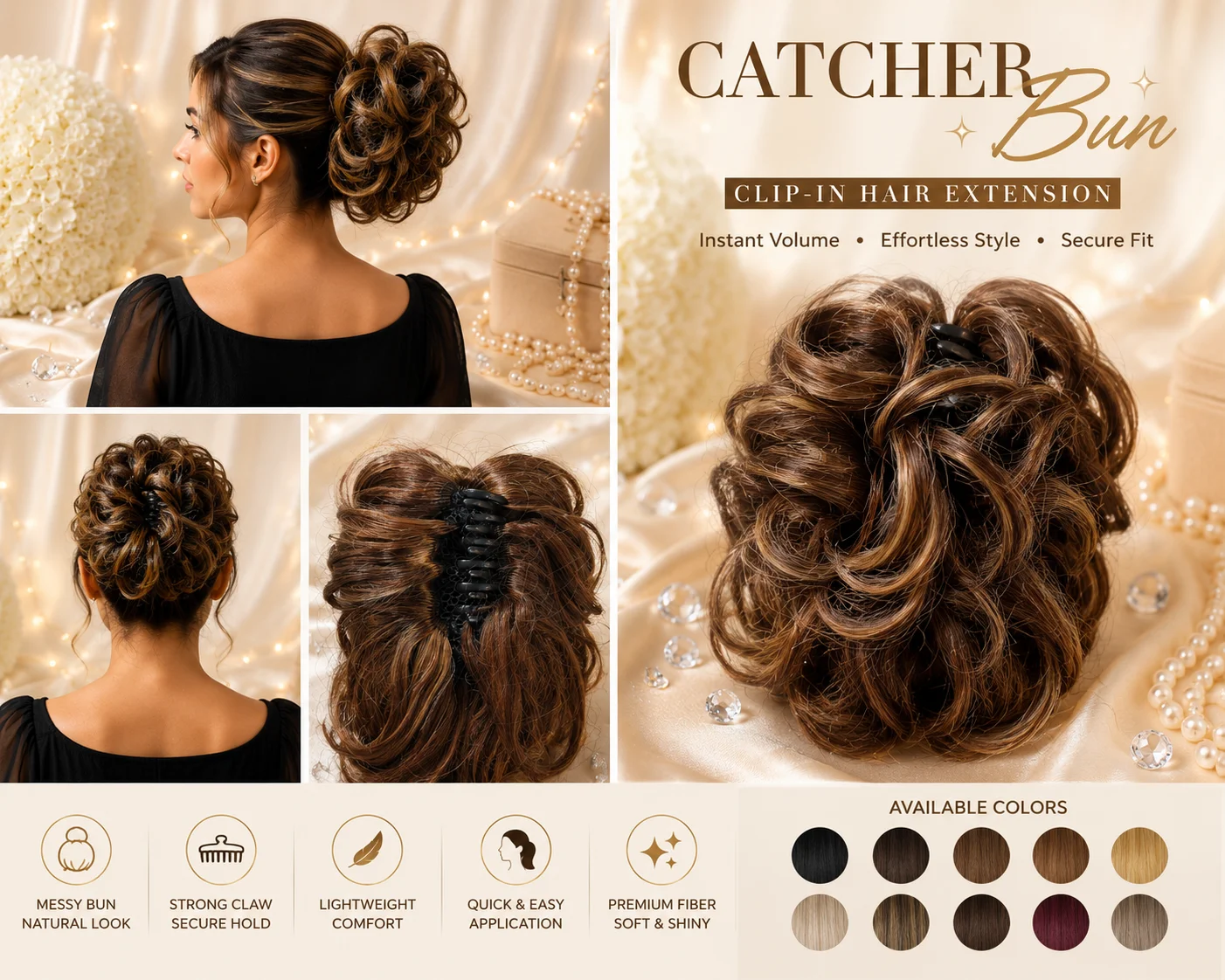Hair Bun Extension Collection | Synthetic Claw Clip Hair Bun for Women