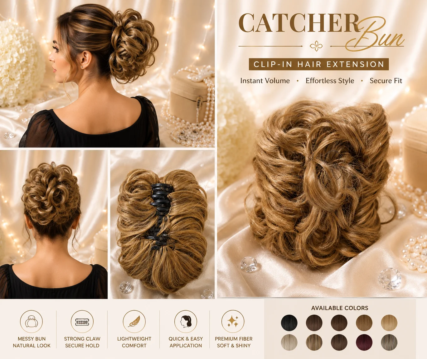 Hair Bun Extension Collection | Synthetic Claw Clip Hair Bun for Women