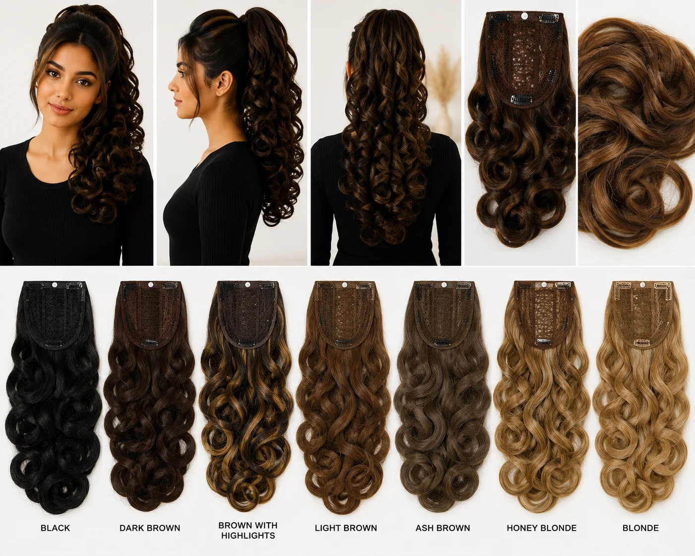 7 Colors Curly Hair Extension Ponytail | Premium Clip-In Hairpiece Collection