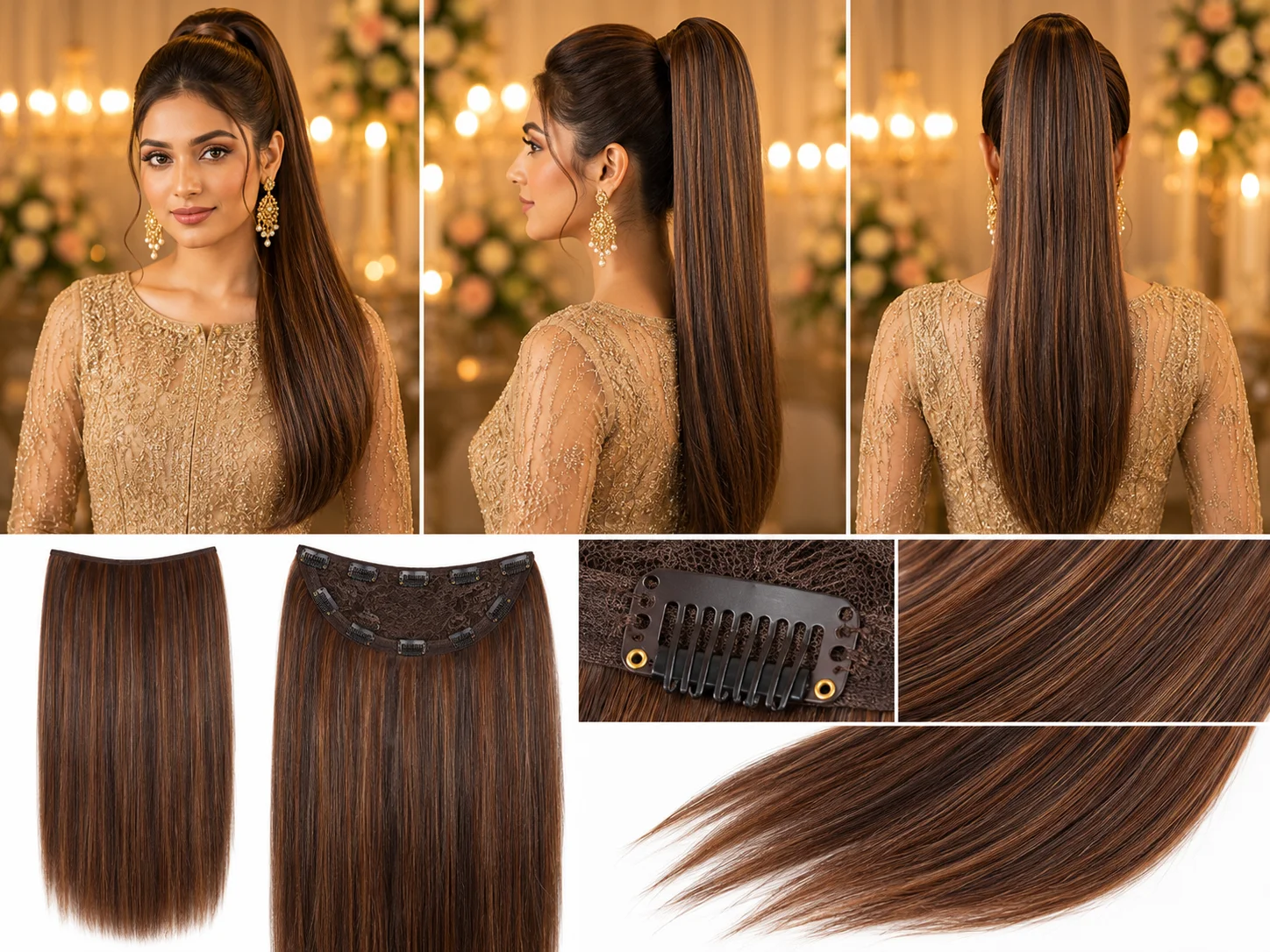 Straight Hair Extension Set – Premium Silky Clip-In Hair Extensions