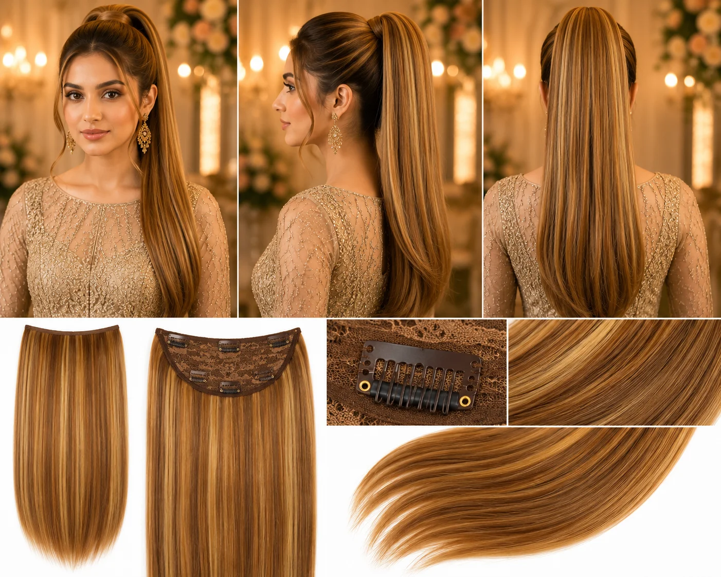 Straight Hair Extension Set – Premium Silky Clip-In Hair Extensions