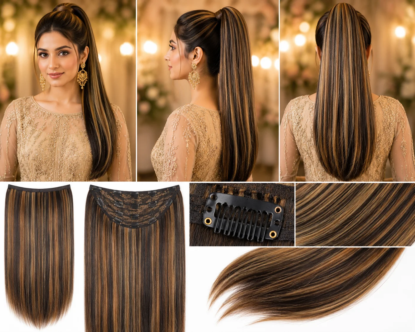Straight Hair Extension Set – Premium Silky Clip-In Hair Extensions