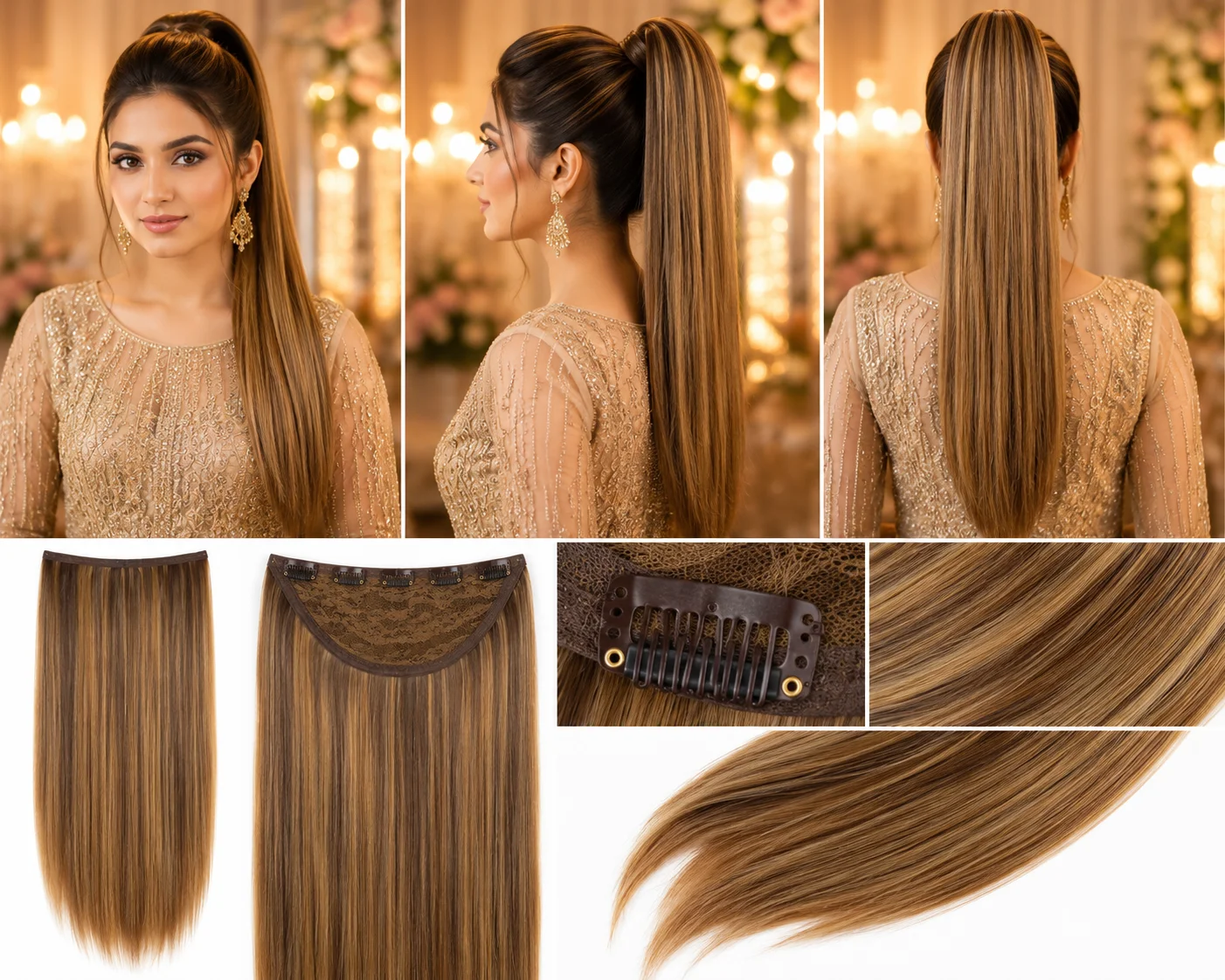 Straight Hair Extension Set – Premium Silky Clip-In Hair Extensions