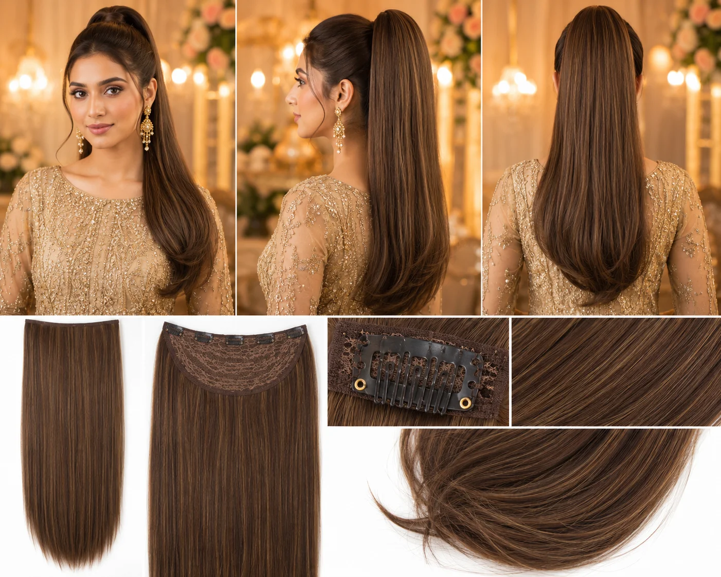 Straight Hair Extension Set – Premium Silky Clip-In Hair Extensions