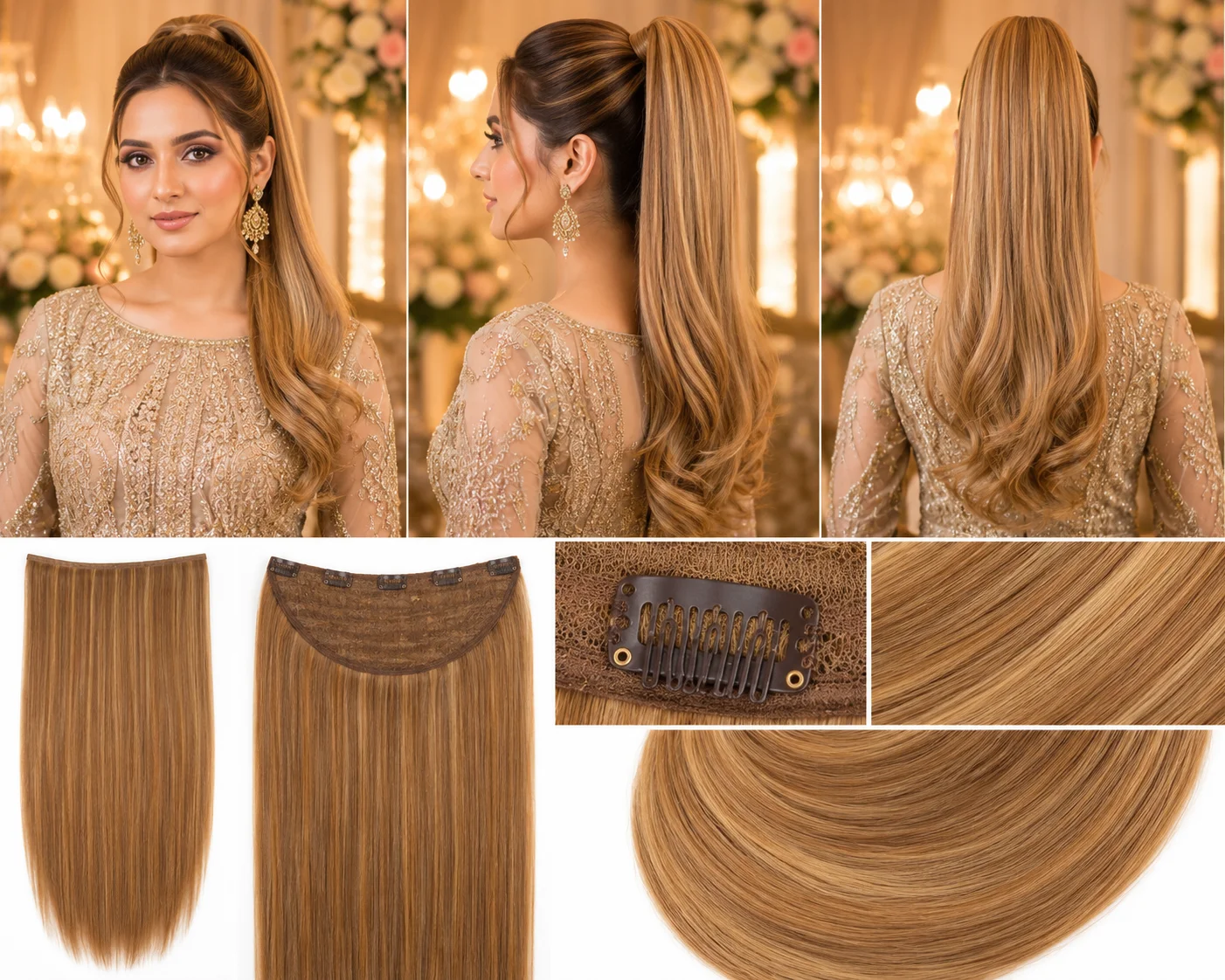 Straight Hair Extension Set – Premium Silky Clip-In Hair Extensions