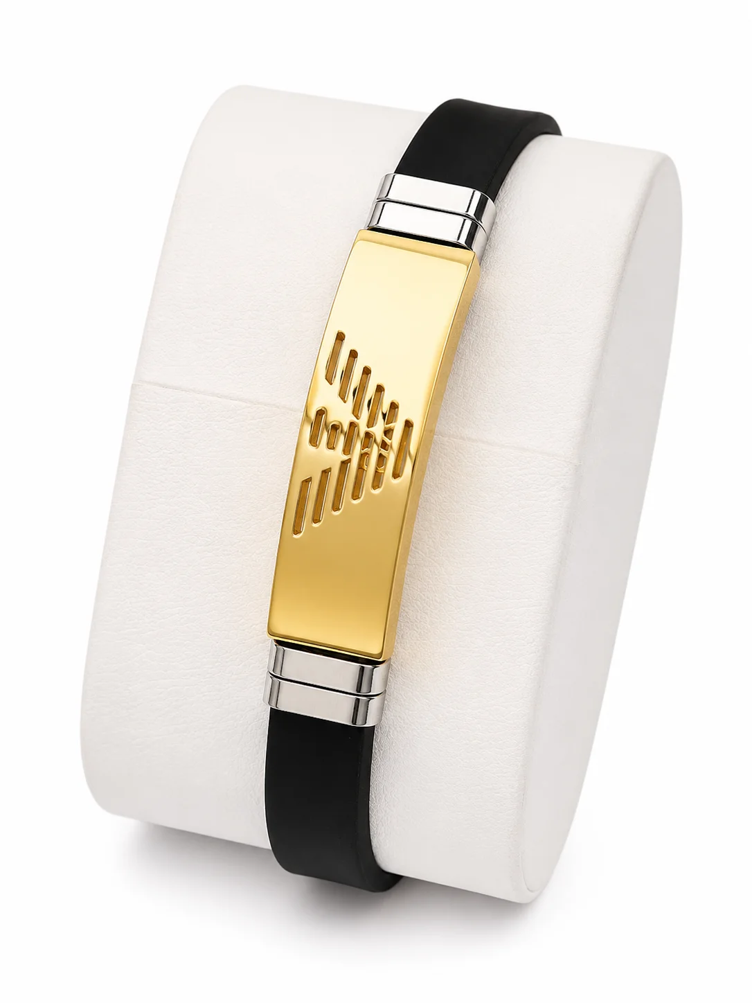 Luxury Gold & Black Men's Bracelet | Stainless Steel & Silicone Wrist Band |