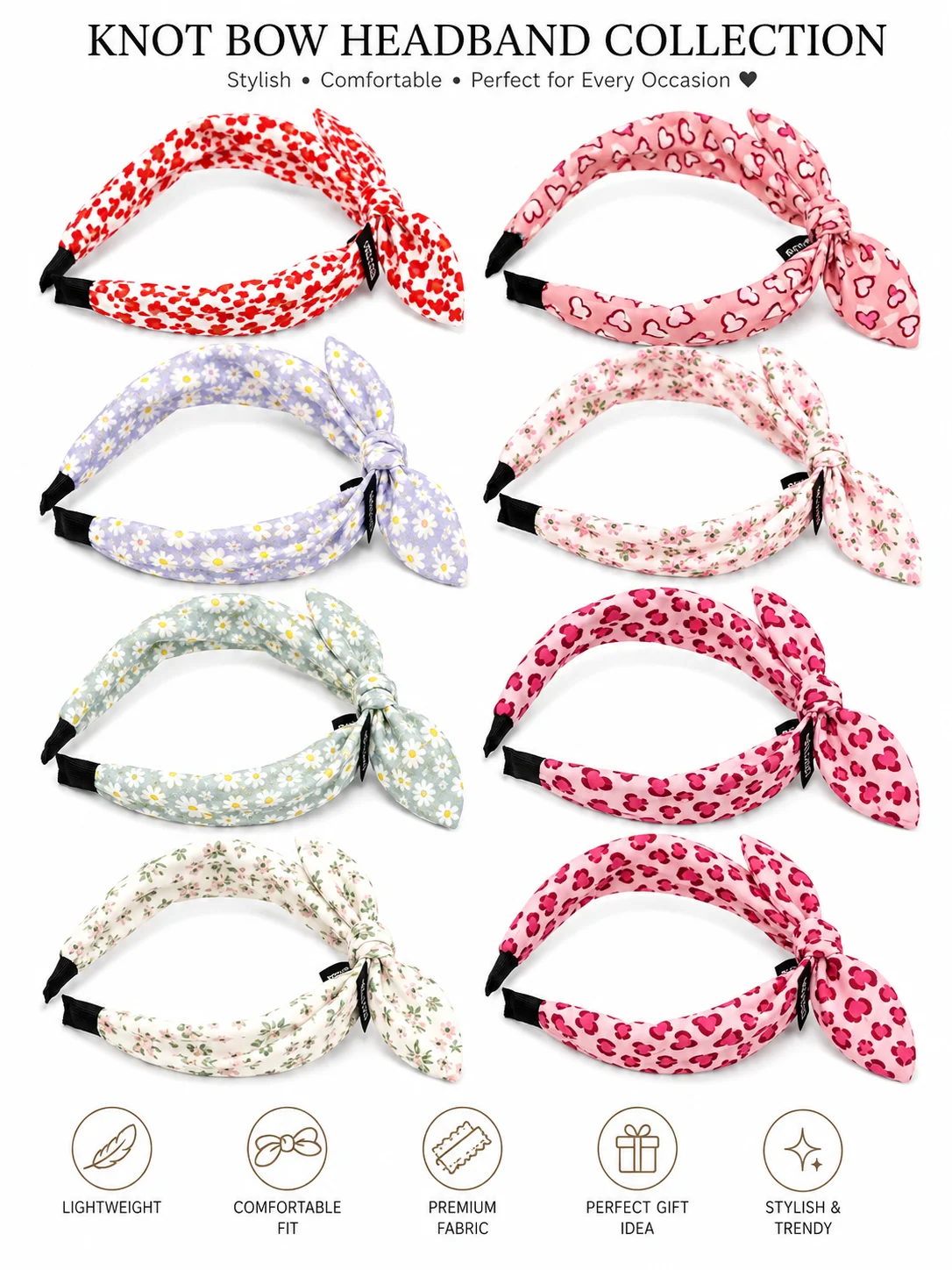 Stylish Knot Bow Printed Headband Collection for Women & Girls