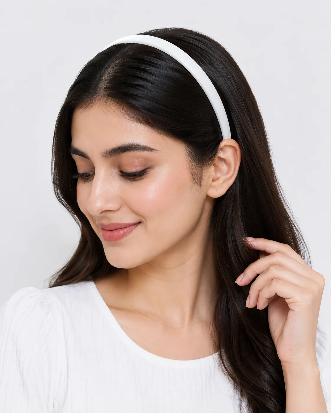 Blue Plastic Hair Band for Women & Girls | Glossy Non-Slip Hairband | Everyday Hair Accessory