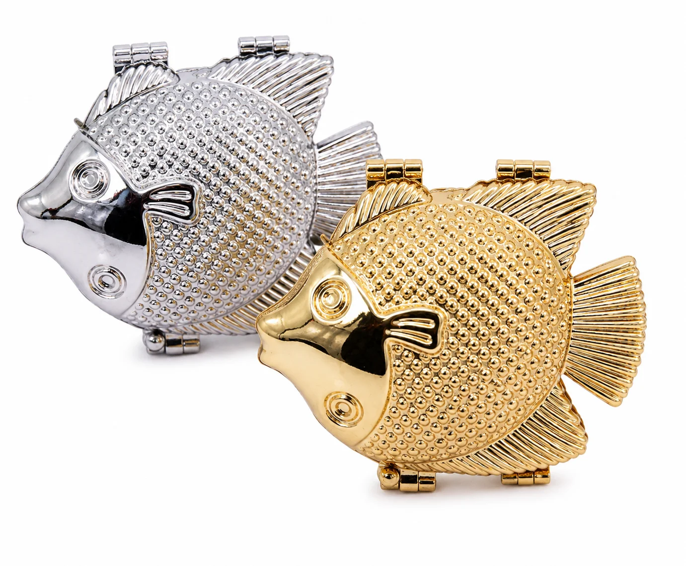 Luxury Fish Shape Clutch Bag for Women | Metallic Evening Party Purse | Gold & Silver