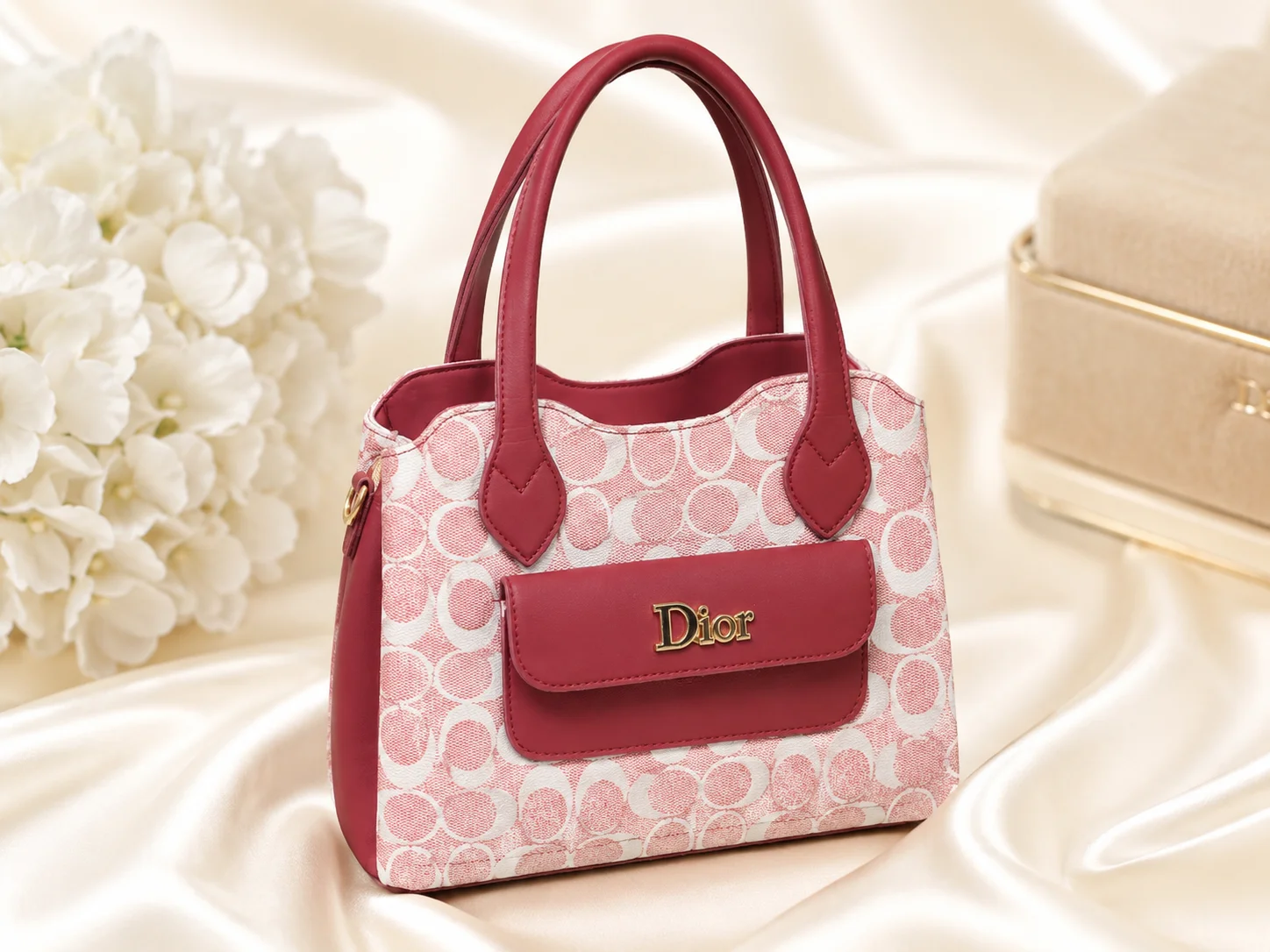 Premium DIOR Shoulder Bag with Front Pocket & Zip Closure