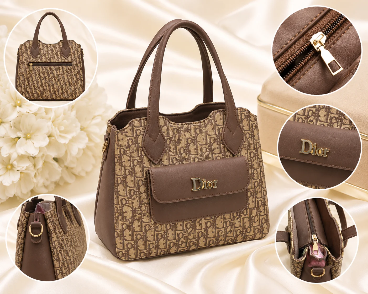 DIOR Brown Monogram Tote Handbag for Women