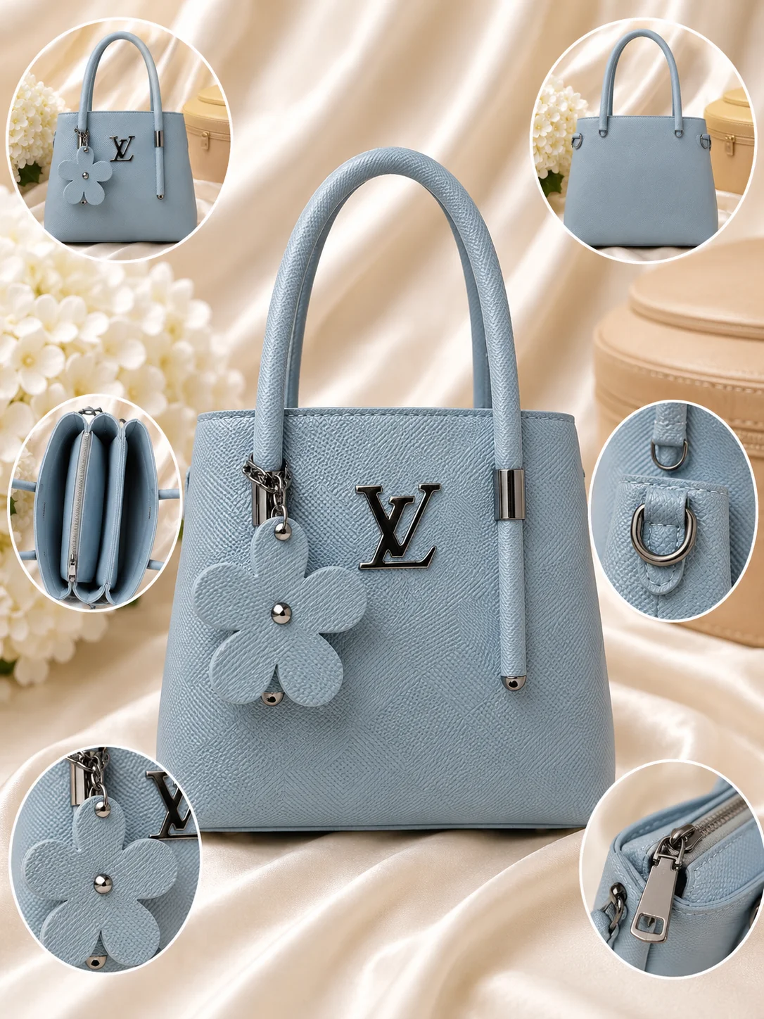 3 Color Luxury Textured Tote Handbag Set for Women