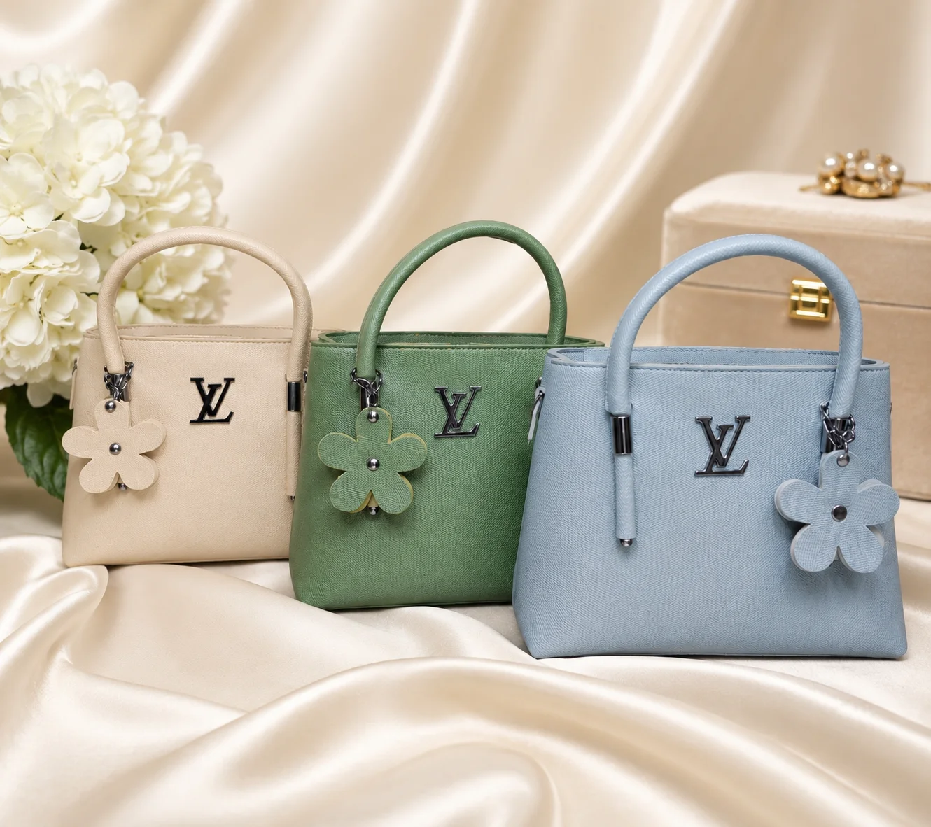 3 Color Luxury Textured Tote Handbag Set for Women