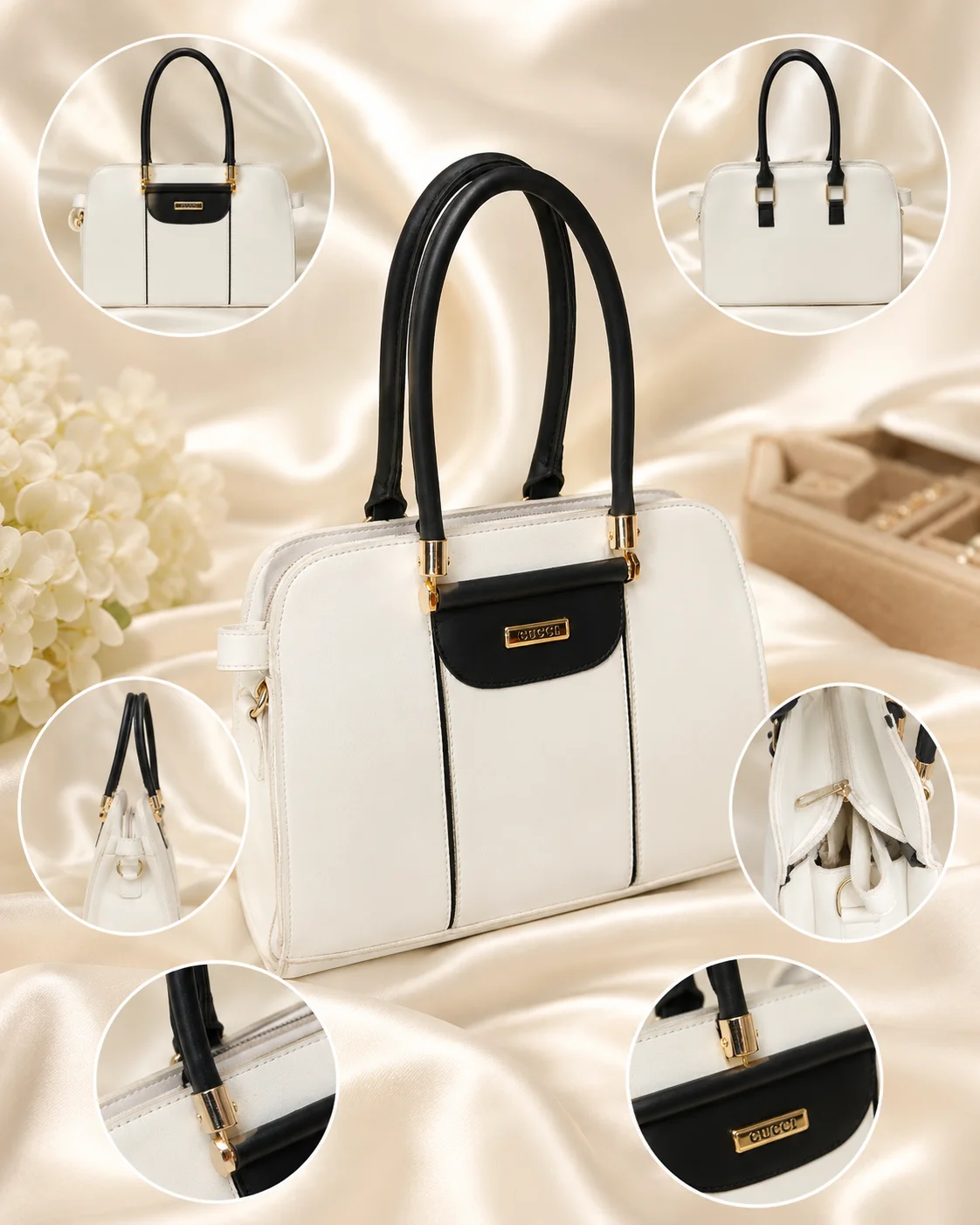 White & Black Women's Handbag