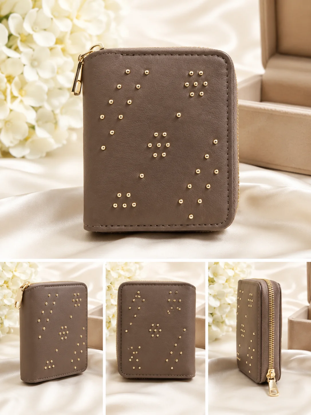 Elegant Studded Zip-Around Ladies Wallet