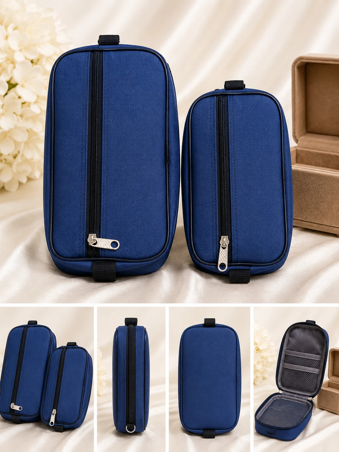 Blue Multi-Size Zipper Storage Pouch Set