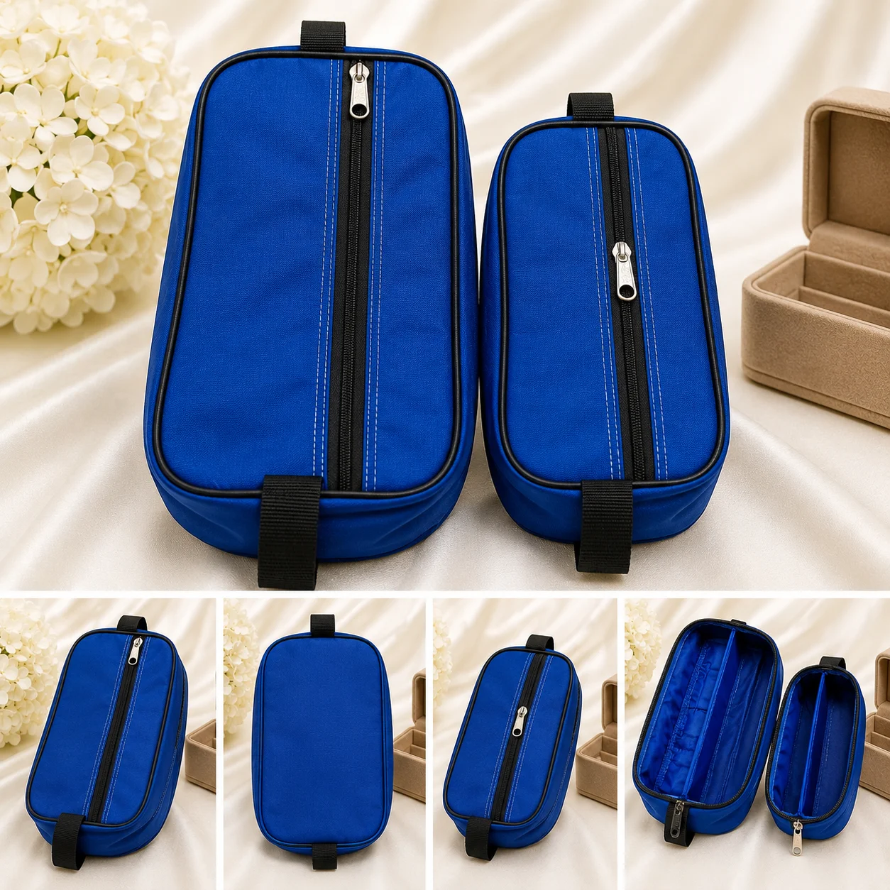 Blue Multi-Size Zipper Storage Pouch Set