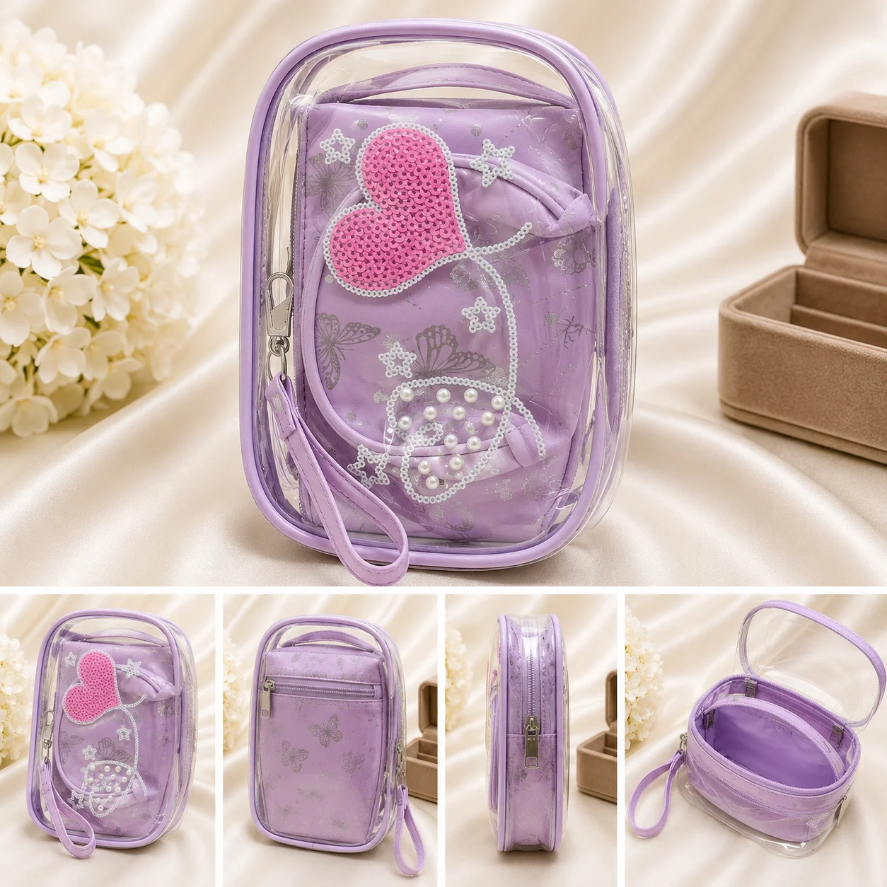 Elegant lavender-purple cosmetic POUCH
