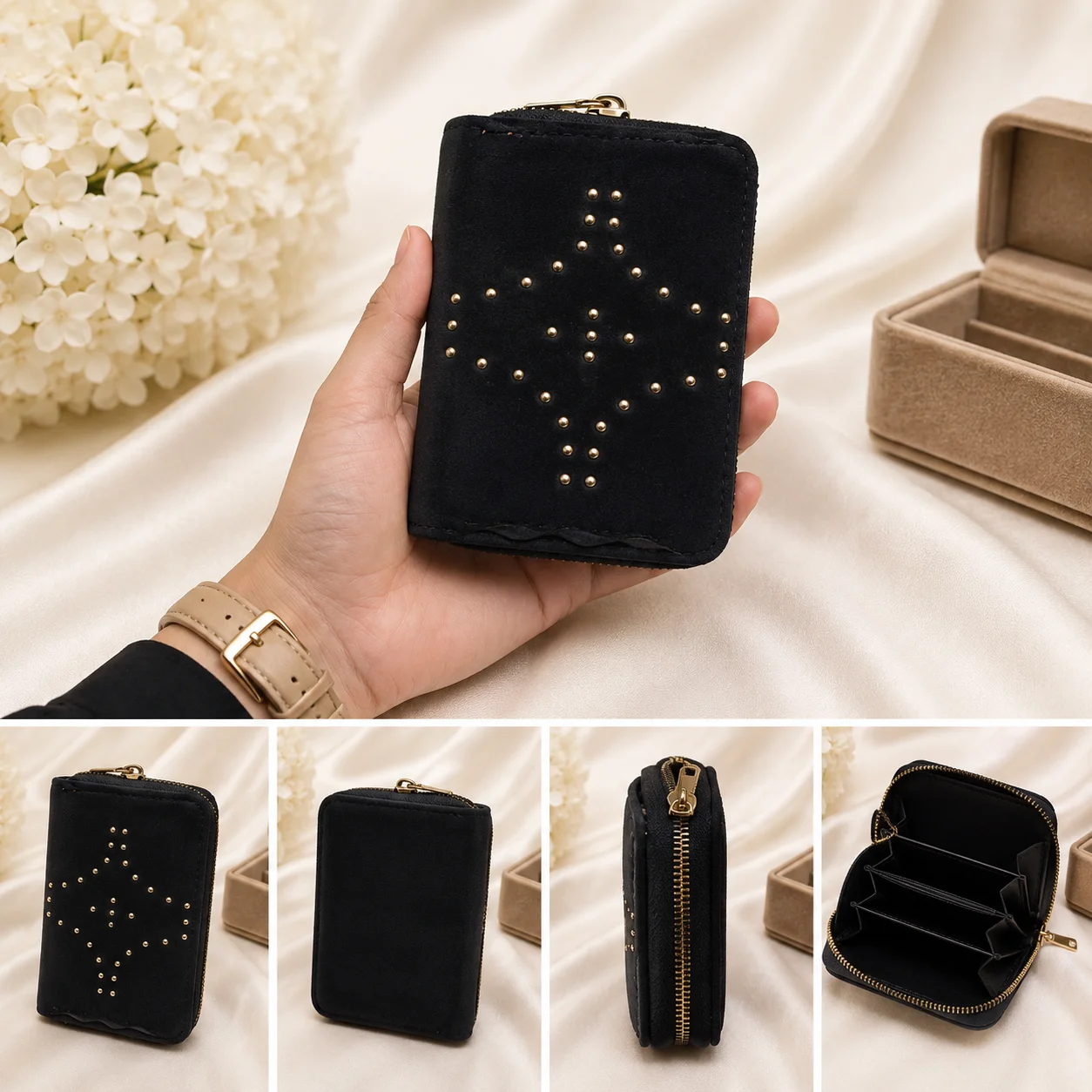 Stylish black compact wallet