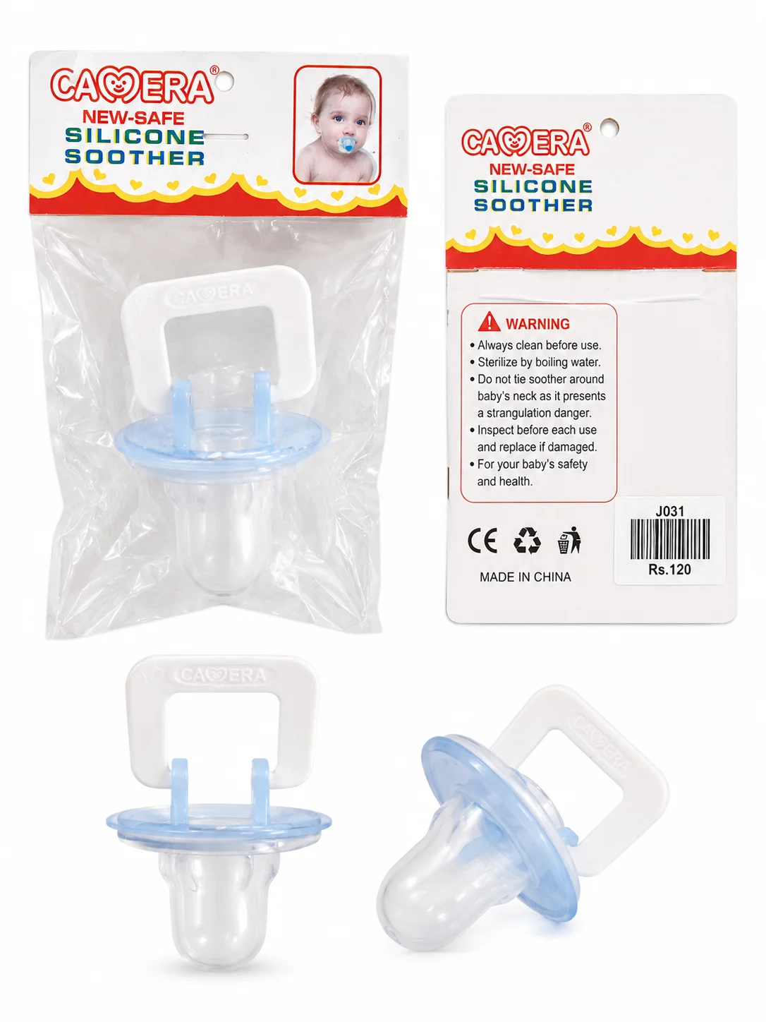 CAOERA New-Safe Silicone Baby Pacifier | Soft Silicone Soother | BPA-Free | 0M+