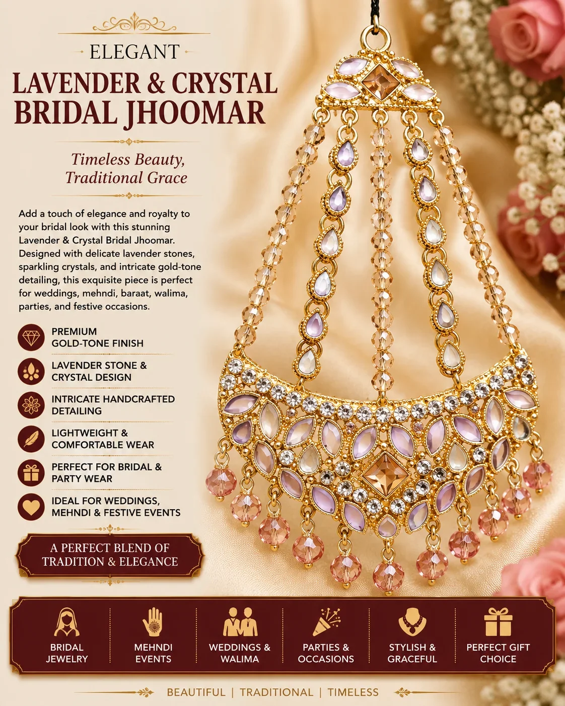 Luxury Mirror & Crystal Bridal Jhoomar