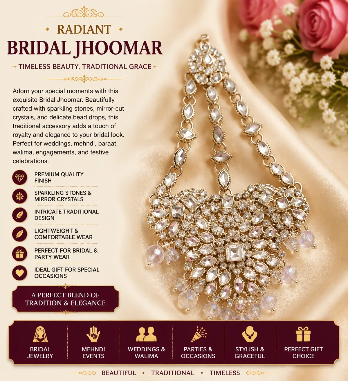 Luxury Crystal Bridal Jhoomar