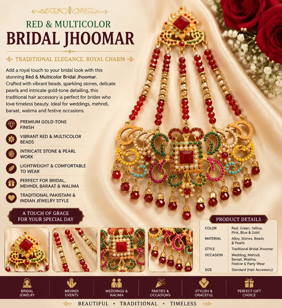 Luxury Multicolor Bridal Jhoomar