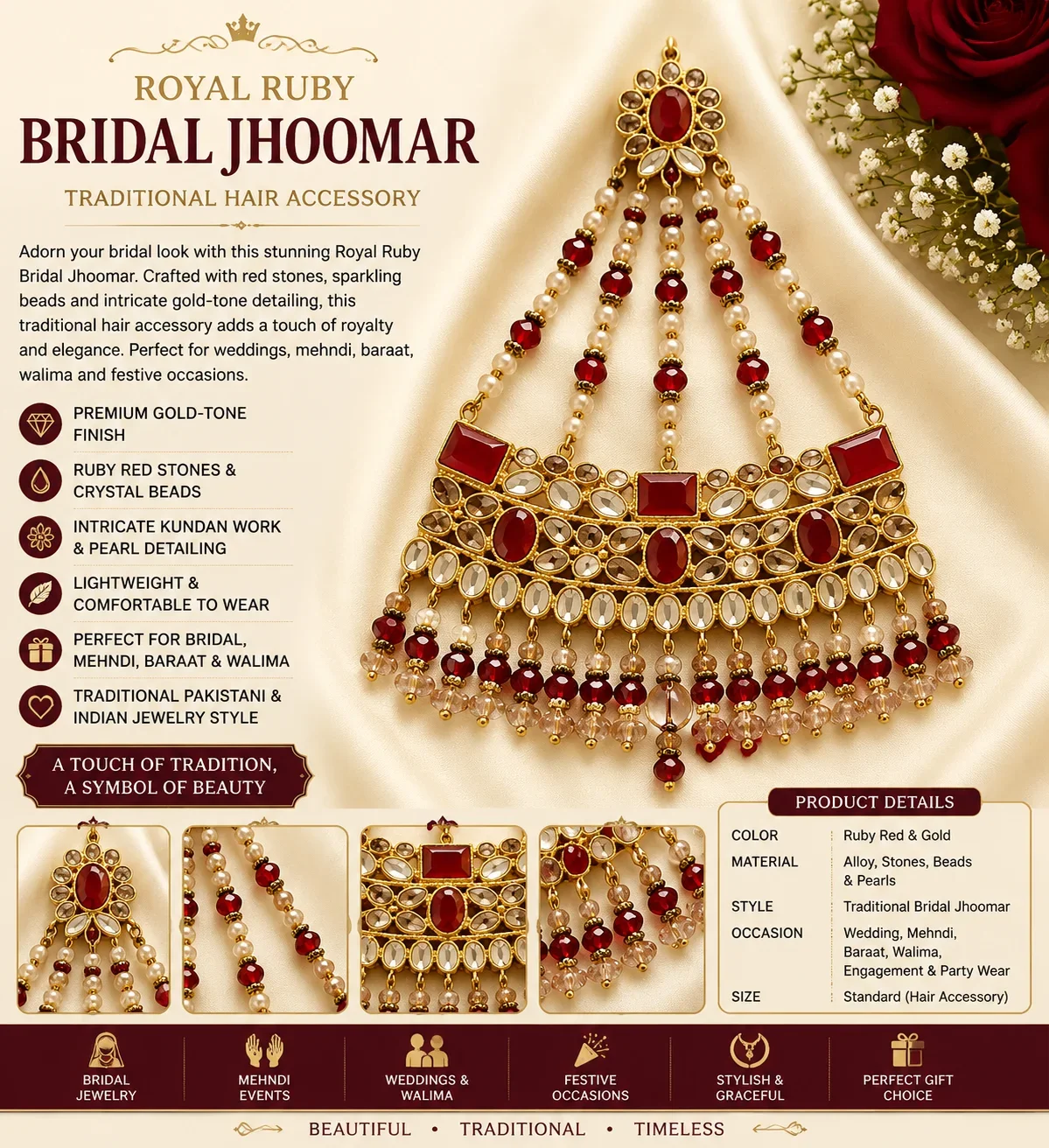 Royal Ruby Kundan Bridal Jhoomar