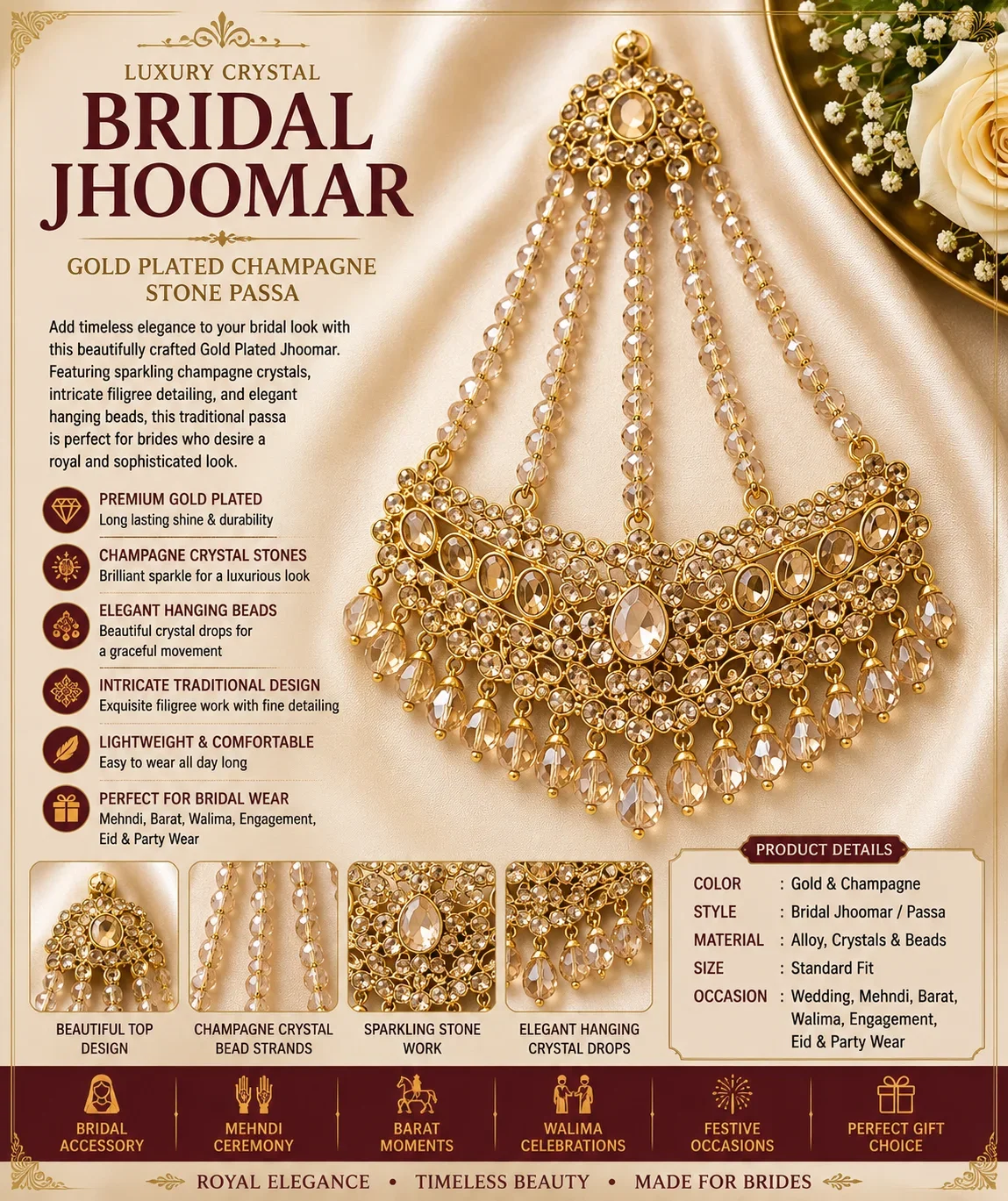Luxury Crystal Bridal Jhoomar