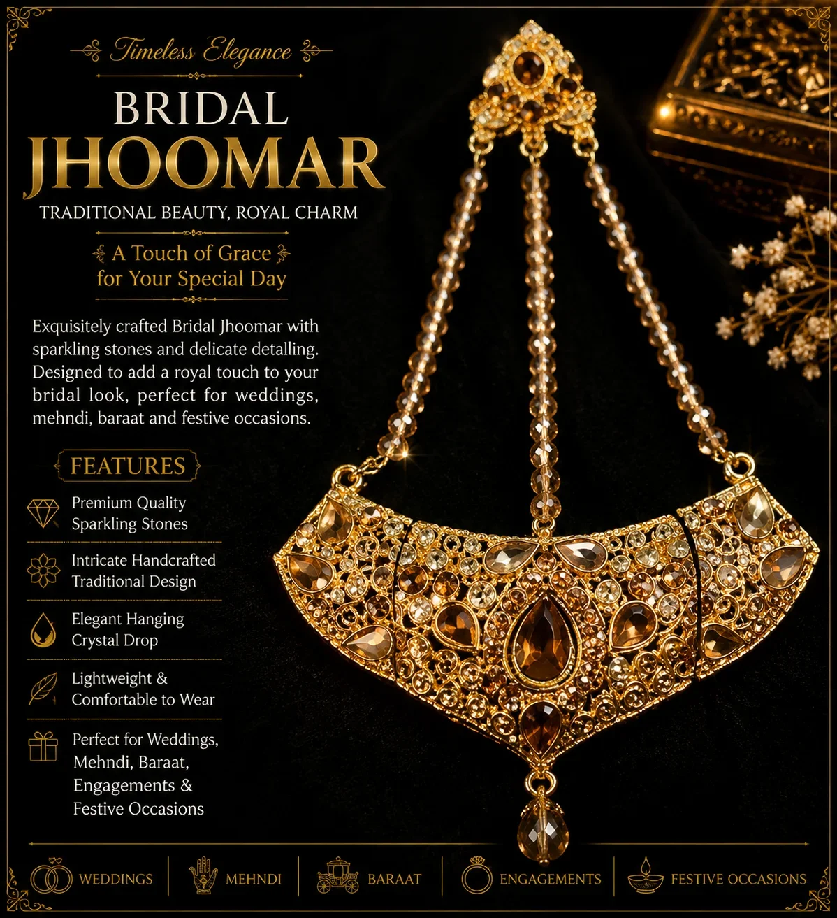 Exquisite Gold JHOOMAR with Polished