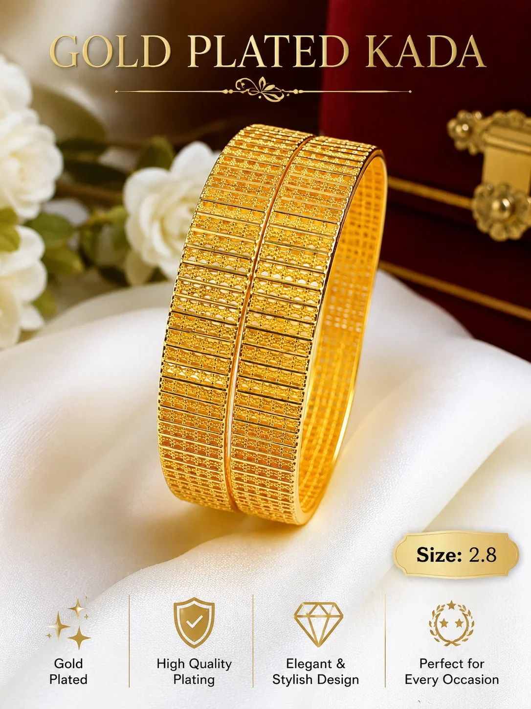Gold Plated Bangles – Size 2.8