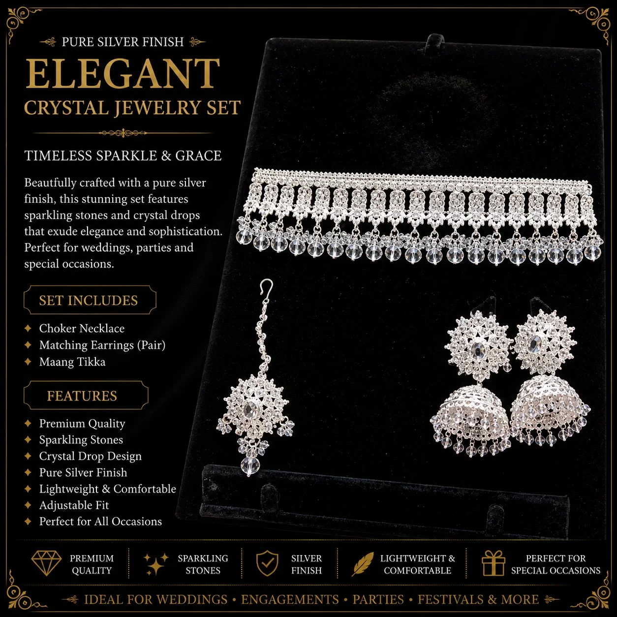 Elegant Silver Bridal Jewelry Set