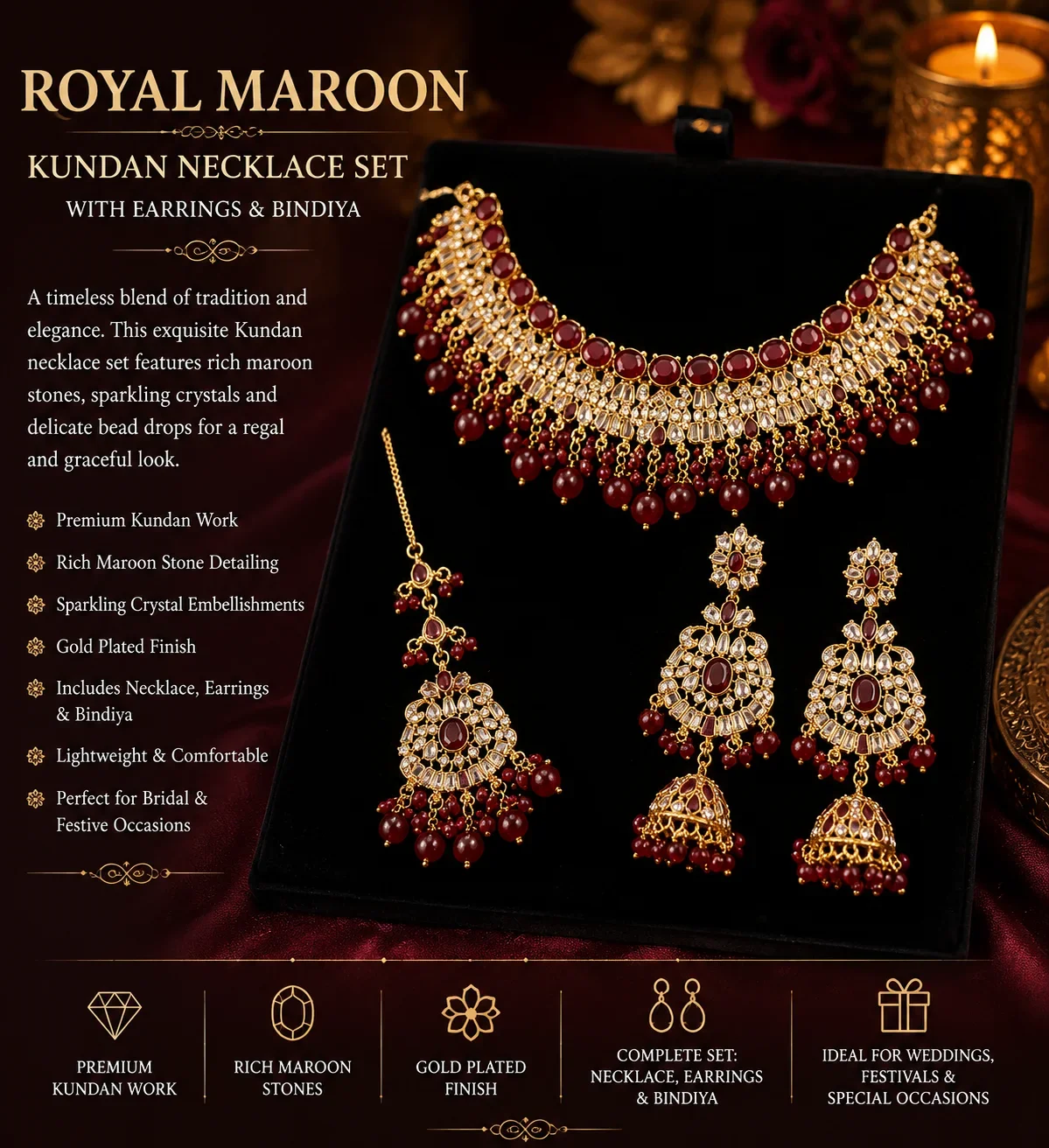 Elegant Green and Gold Bridal Jewelry Set