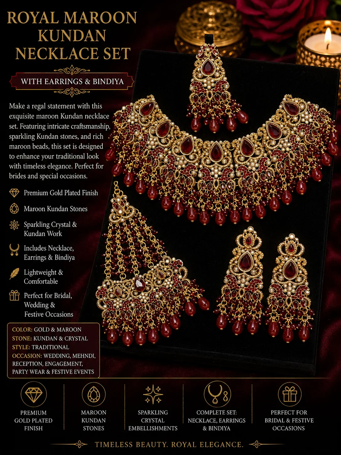 Royal Red & Gold Bridal Jewelry Set