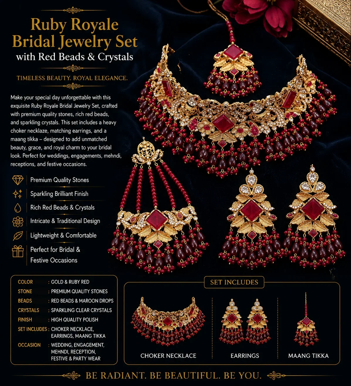 Ruby Royale Bridal COLLOR Set