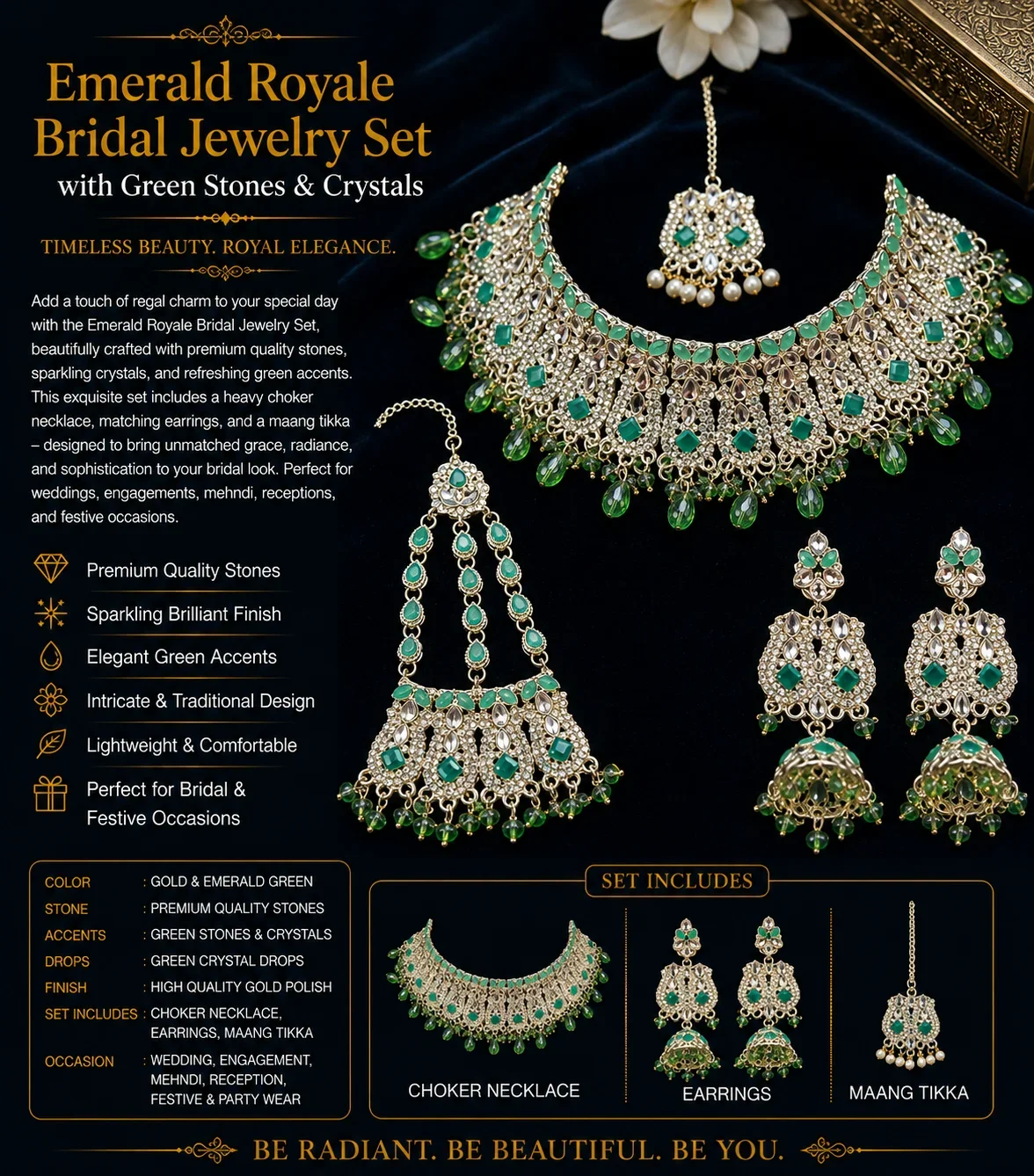Emerald Royale Bridal Collar Set