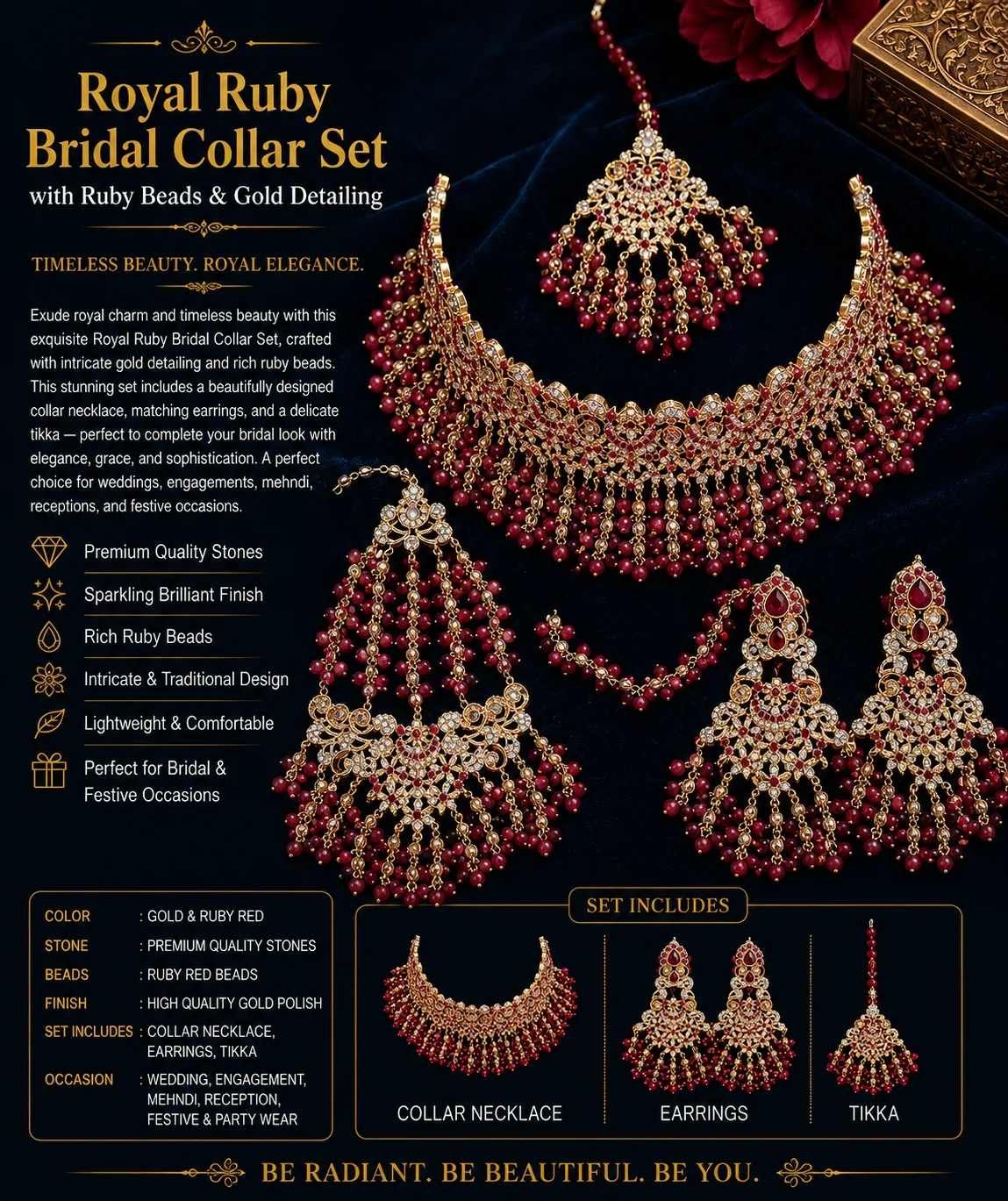 Royal Ruby Bridal Collar Set