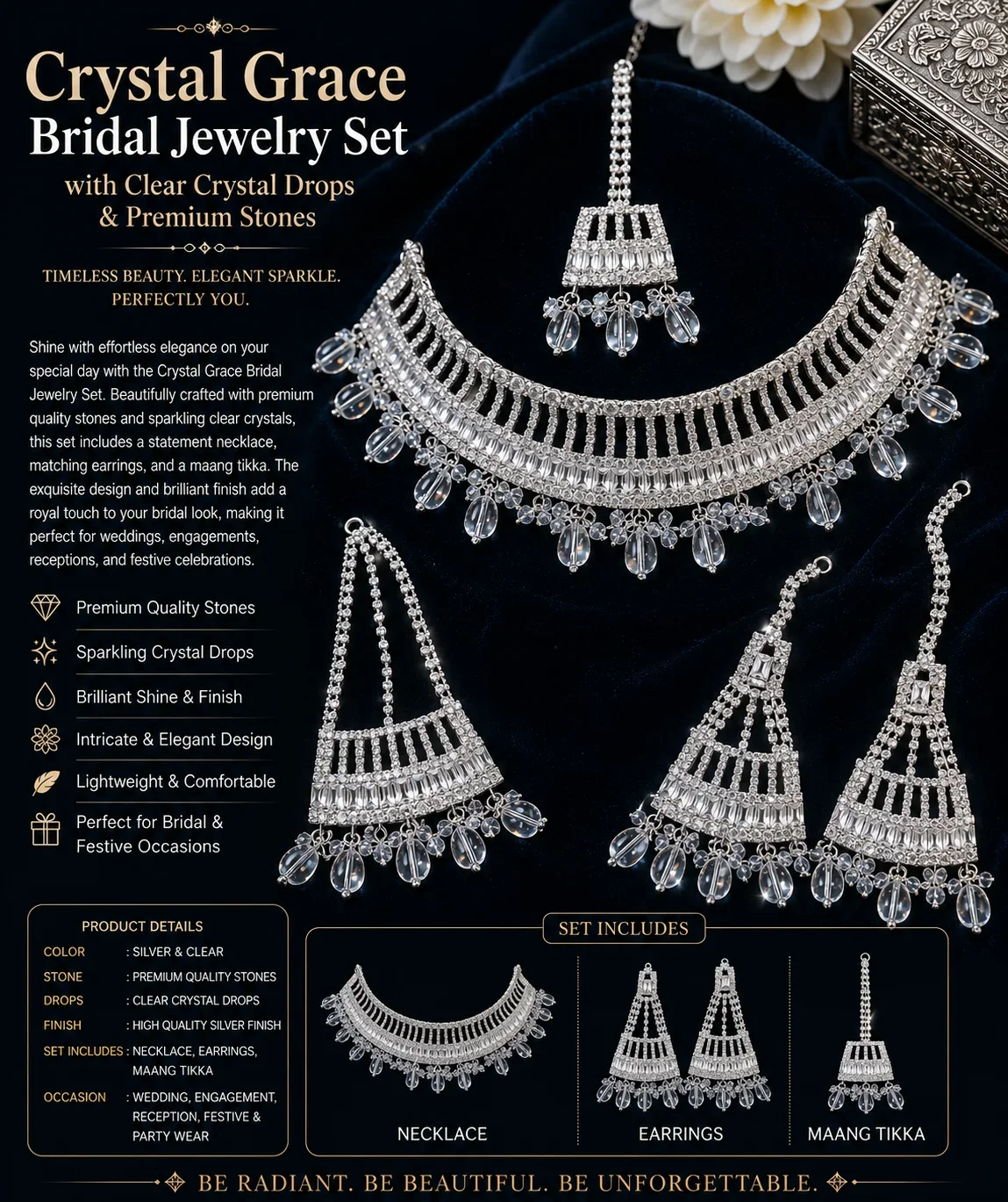 Elegant Bridal Necklace Set – Crystal Clear Designer Jewelry