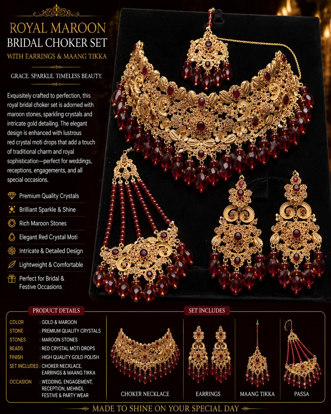 Royal Red Elegance Gold Jewelry Set