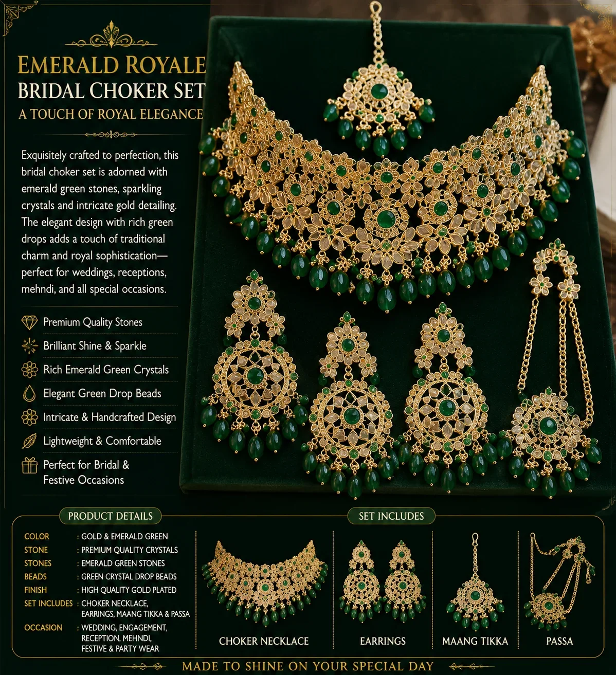 Emerald Royale Bridal Choker Set