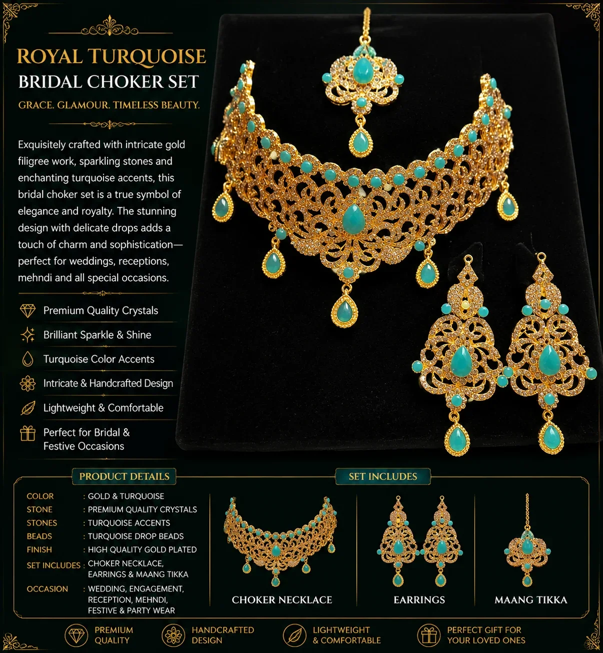 Royal Turquoise Elegance Choker Set