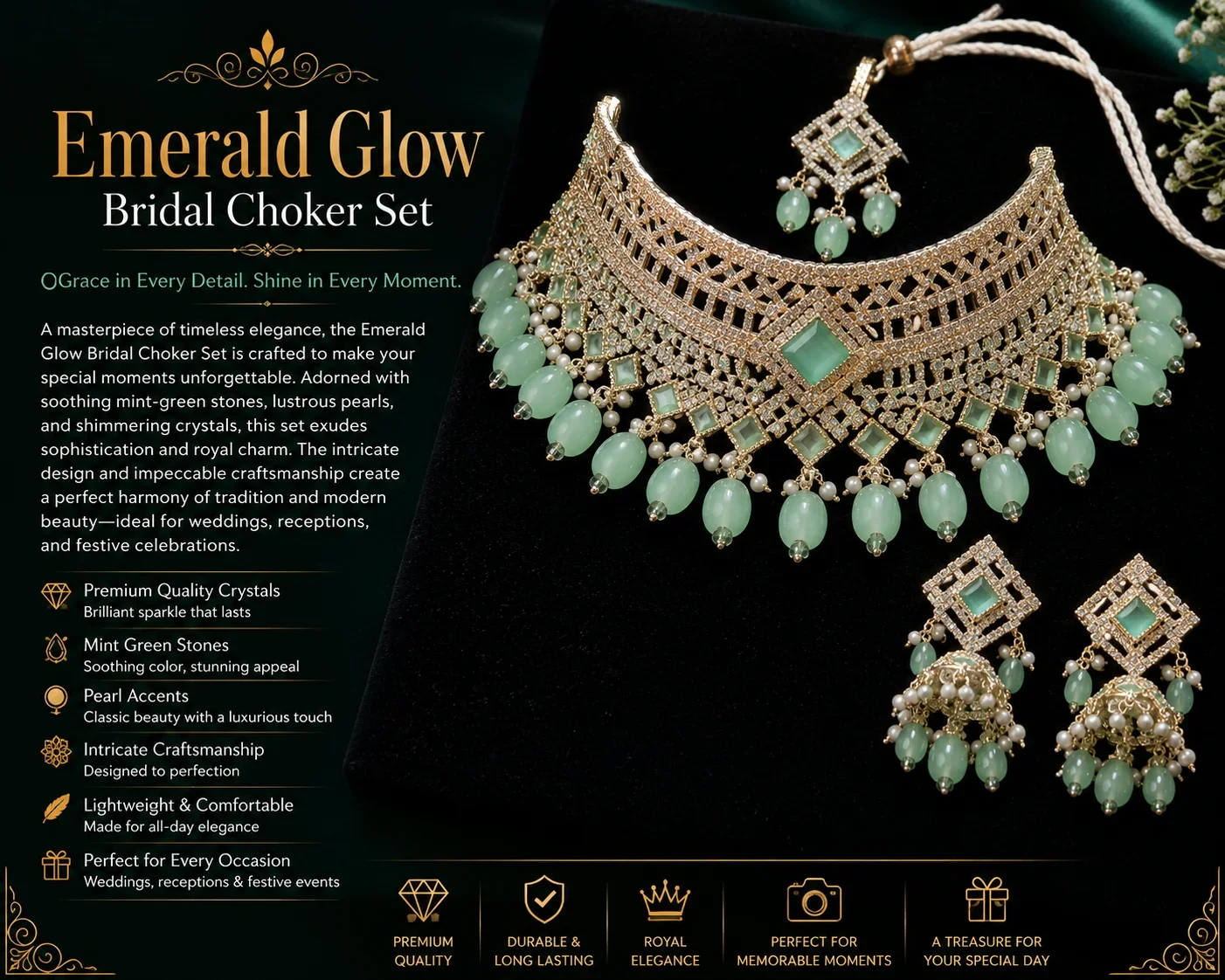 Exquisite Green Elegance Necklace Set