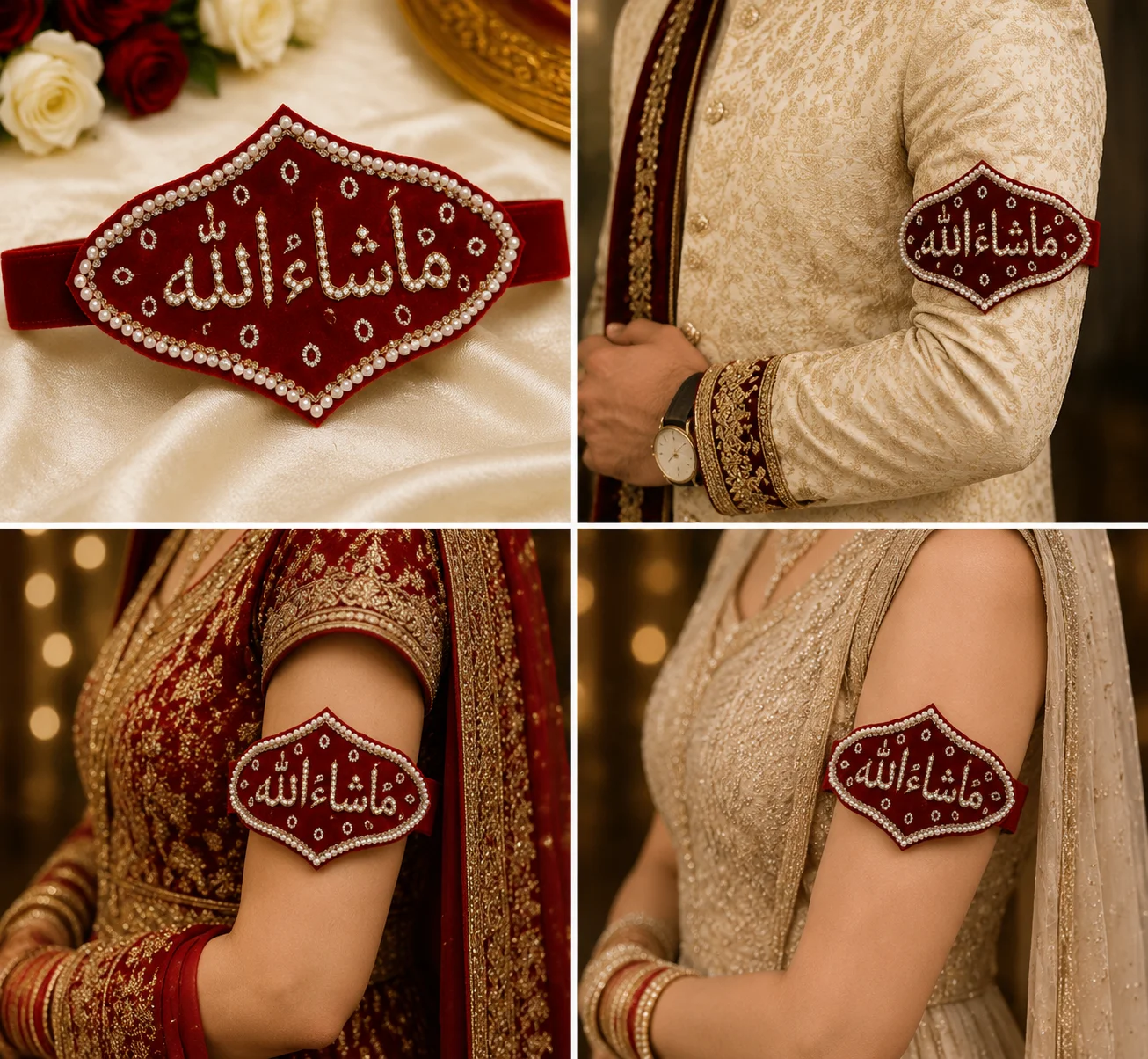 Masha Allah Wedding Patti – Premium Bridal & Groom Arm Band
