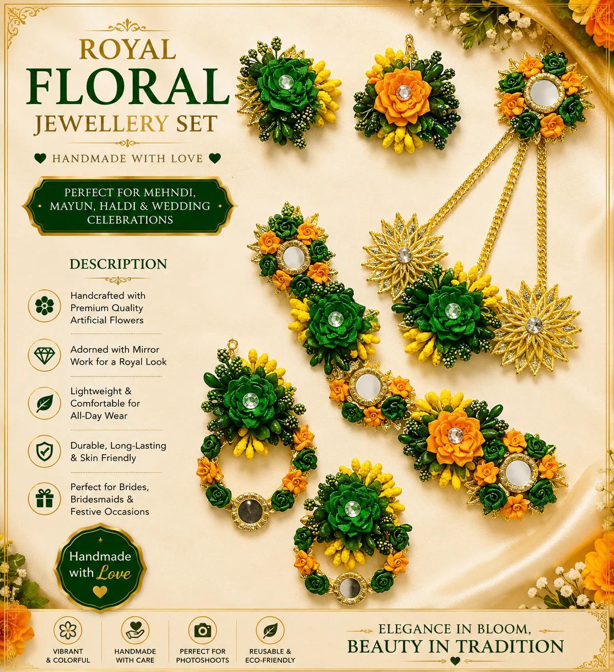 Elegant Handmade Floral Jewelry Set