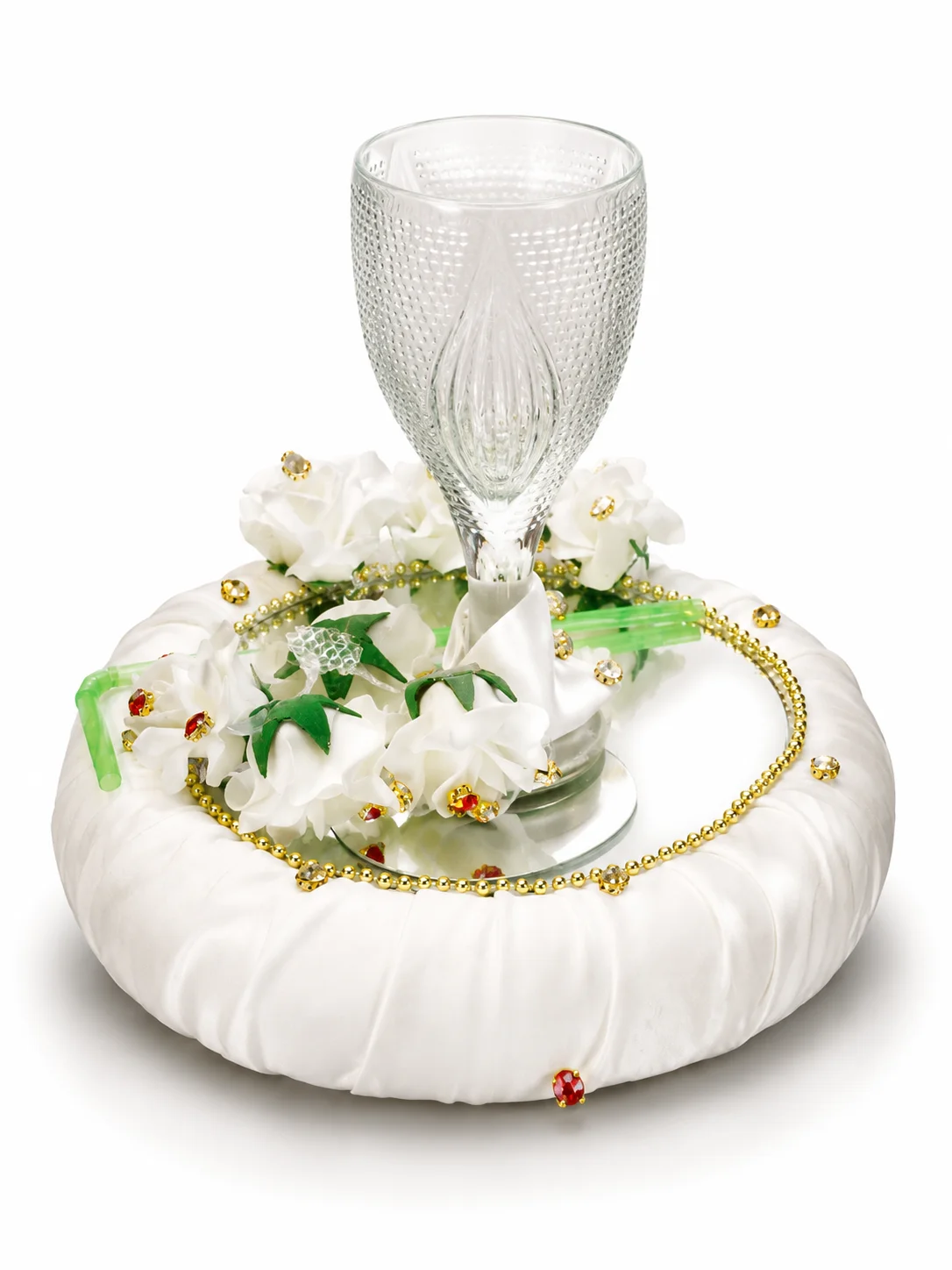 Handcrafted Pearl Doodh Pilai Glass with Mirror Tray